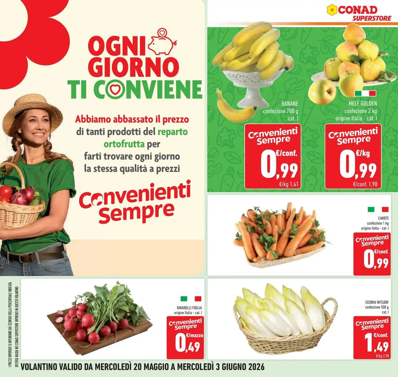 Volantino Conad dal 19/05/2026 > Anteprima | Pagina: 12 | Prodotti: Mele, Banane, Carote, Ravanelli