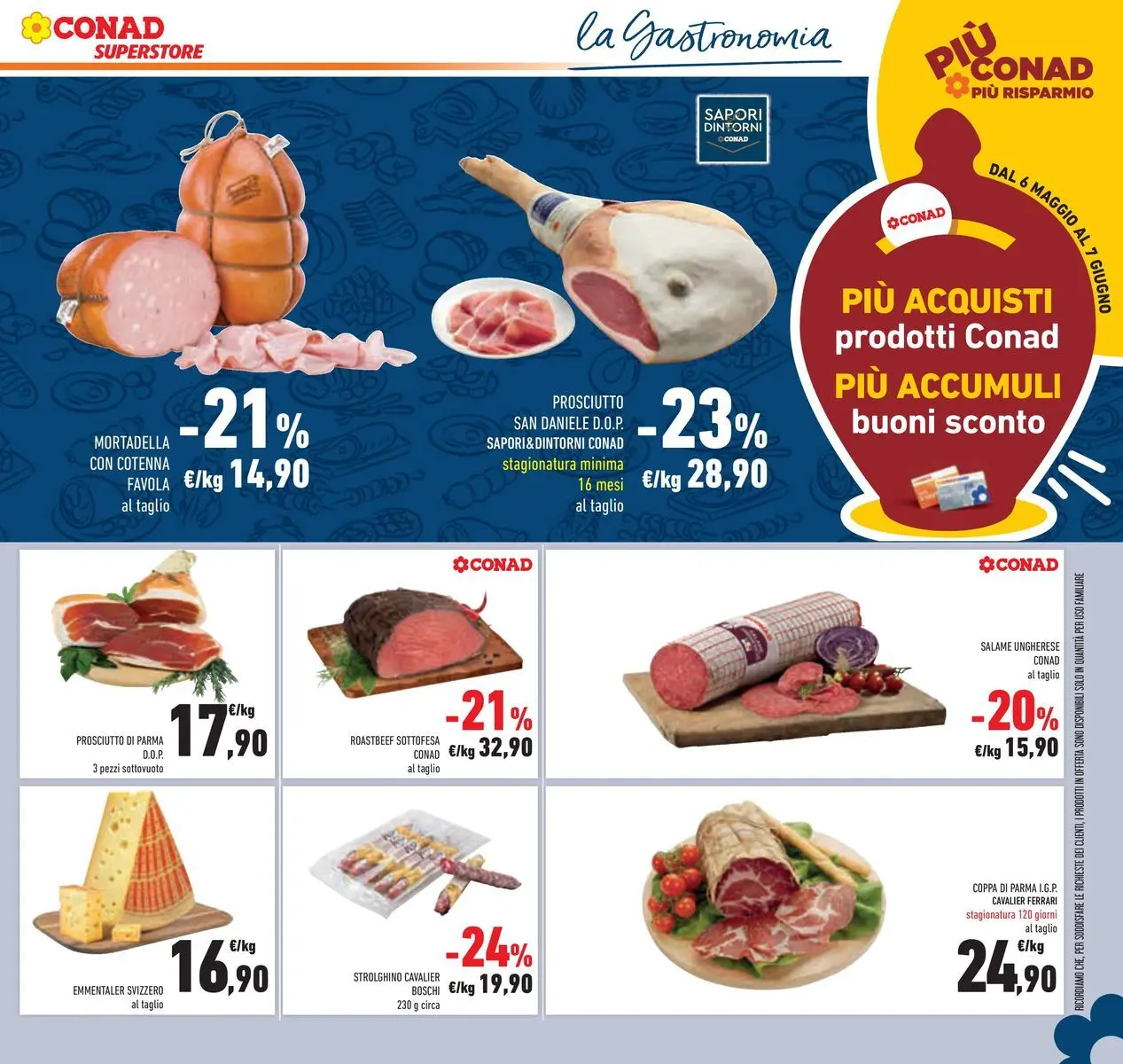 Volantino Conad dal 19/05/2026 > Anteprima | Pagina: 17 | Prodotti: Prosciutto di Parma, Salame, Prosciutto, Mortadella