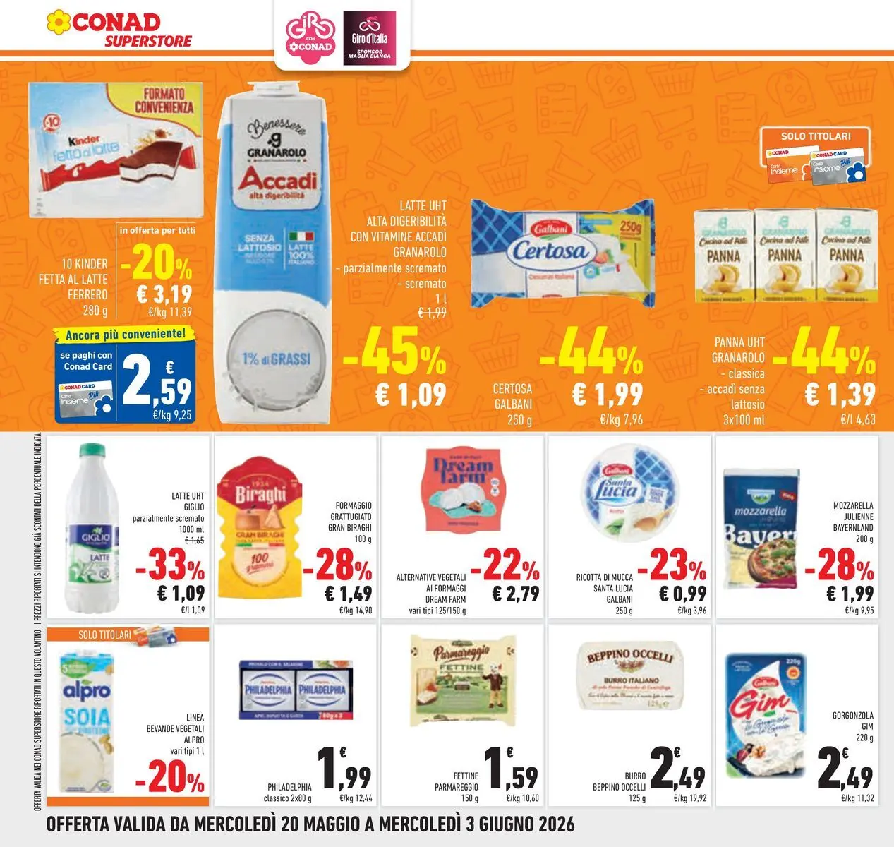 Volantino Conad dal 19/05/2026 > Anteprima | Pagina: 20 | Prodotti: Panna, Latte, Formaggio, Latte parzialmente scremato