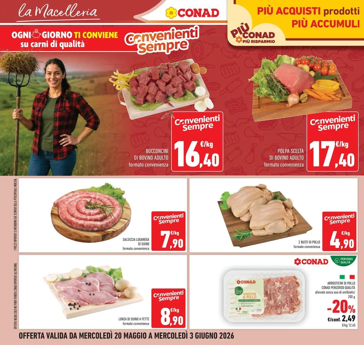 Volantino Conad dal 19/05/2026 > Anteprima | Pagina: 18 | Prodotti: Bovino, Pollo, Salsiccia, Arrosticini