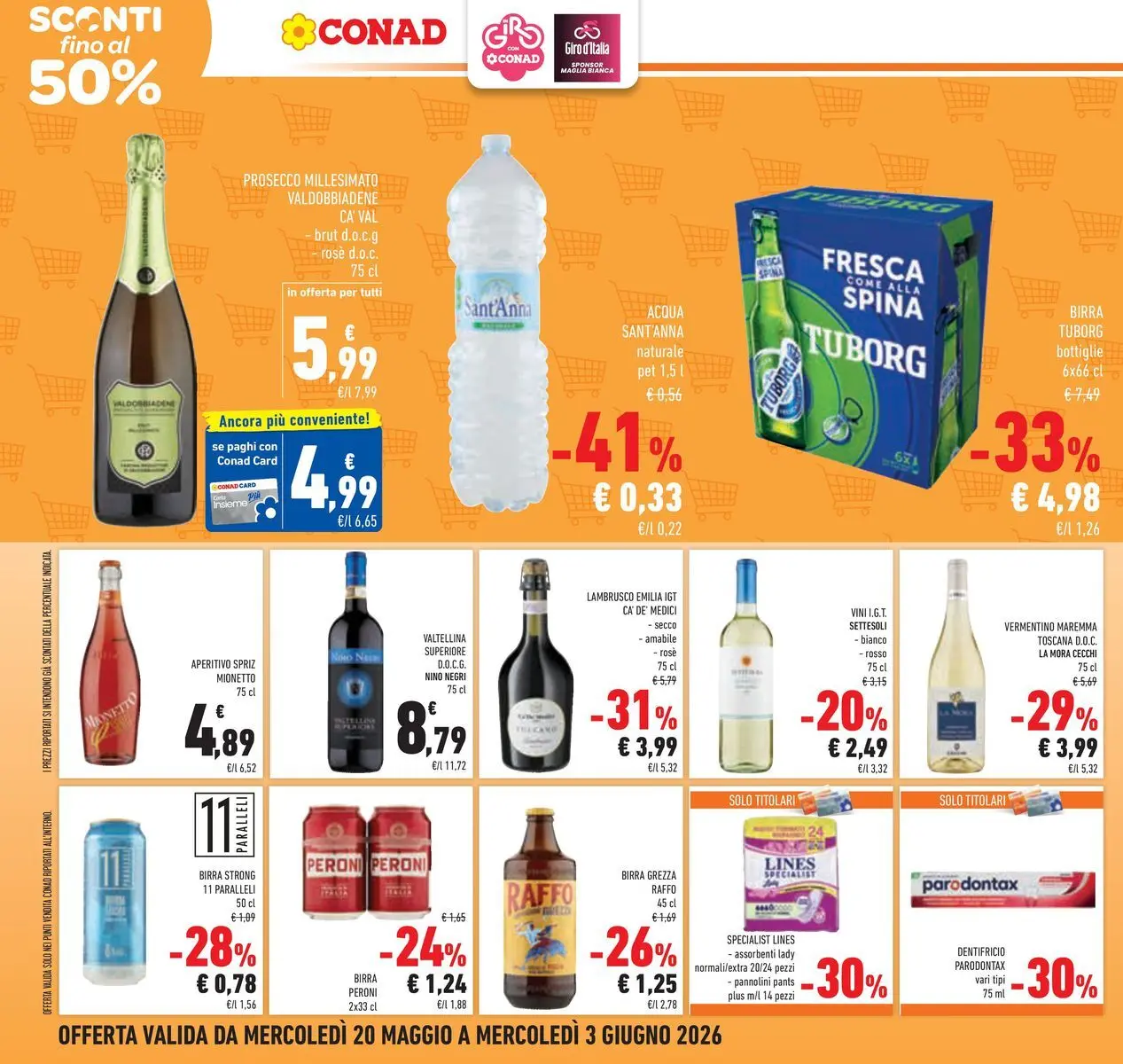 Volantino Conad dal 19/05/2026 > Anteprima | Pagina: 26 | Prodotti: Dentifricio, Birra, Prosecco, Aperitivo
