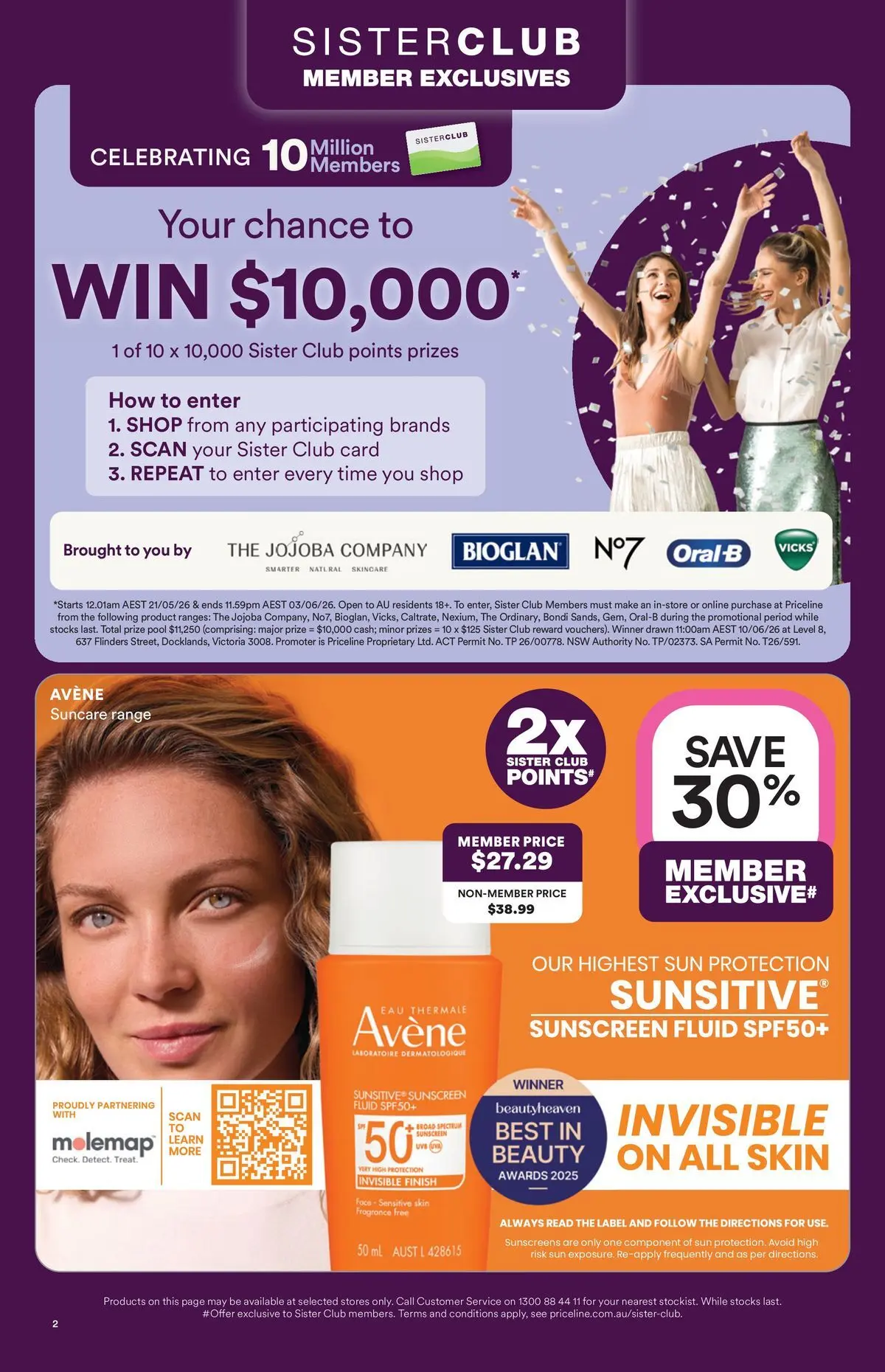 Priceline Pharmacy catalogue Drummoyne - 20/05/2026 > weekly / monthly specials | Page: 2 | Products: Fragrance, Sunscreen, Sun protection, Sensitive skin
