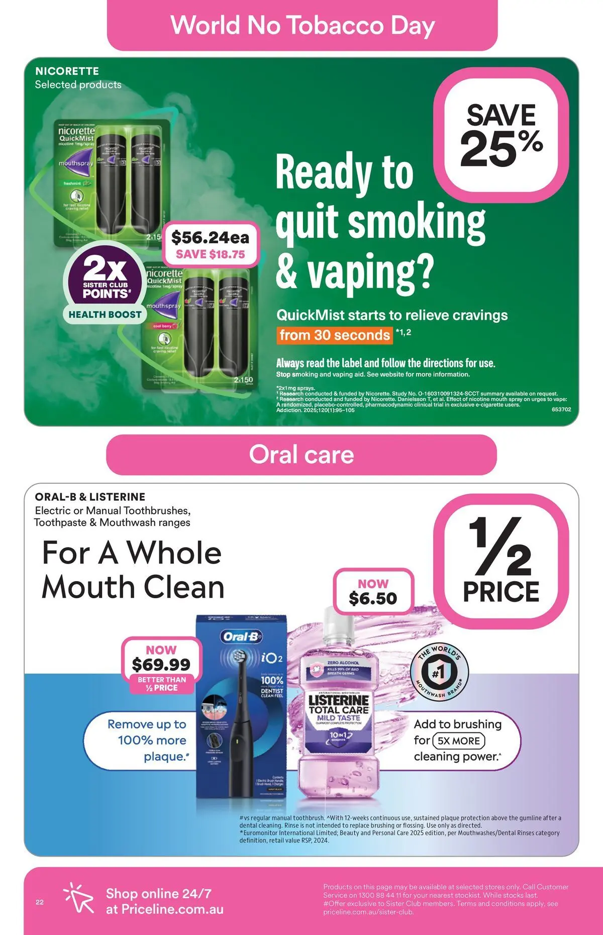 Priceline Pharmacy catalogue Drummoyne - 20/05/2026 > weekly / monthly specials | Page: 22 | Products: Toothpaste, Mouthwash, Quit smoking
