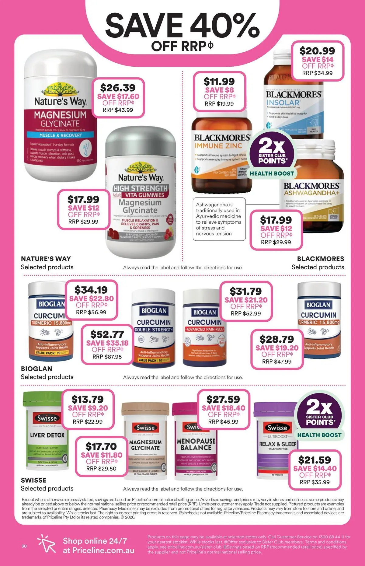 Priceline Pharmacy catalogue Drummoyne - 20/05/2026 > weekly / monthly specials | Page: 30 | Products: Raspberry, Tablets, Pain relief, Zinc