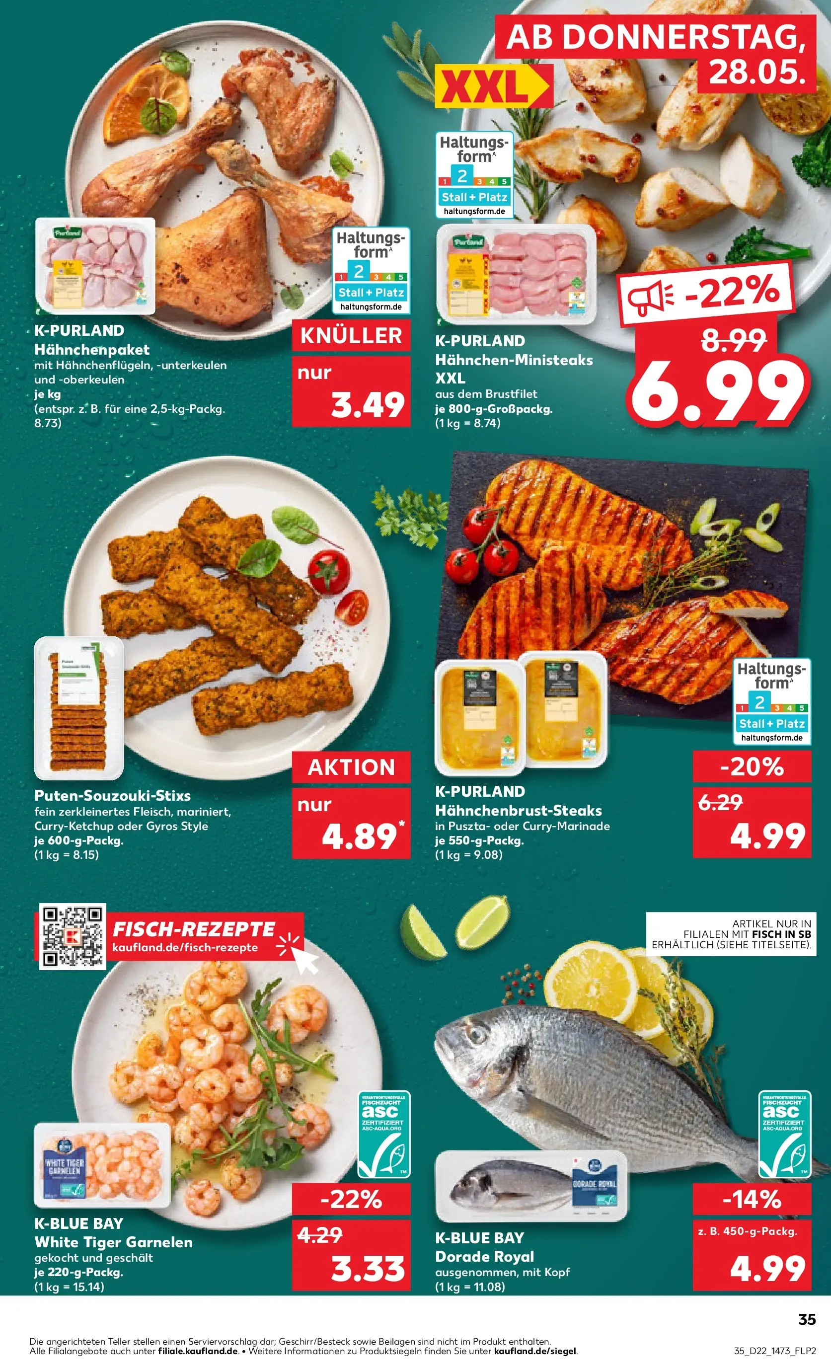 Prospekt Kaufland ab 27.05.2026 » Angebote und Werbung Online | Seite: 35 | Produkte: Dorade, Garnelen, Fisch, Tiger garnelen Prospekt Kaufland ab 27.05.2026 » Angebote Online zum Blättern | Seite: 35 | Produkte: Dorade, Garnelen, Fisch, Tiger garnelen