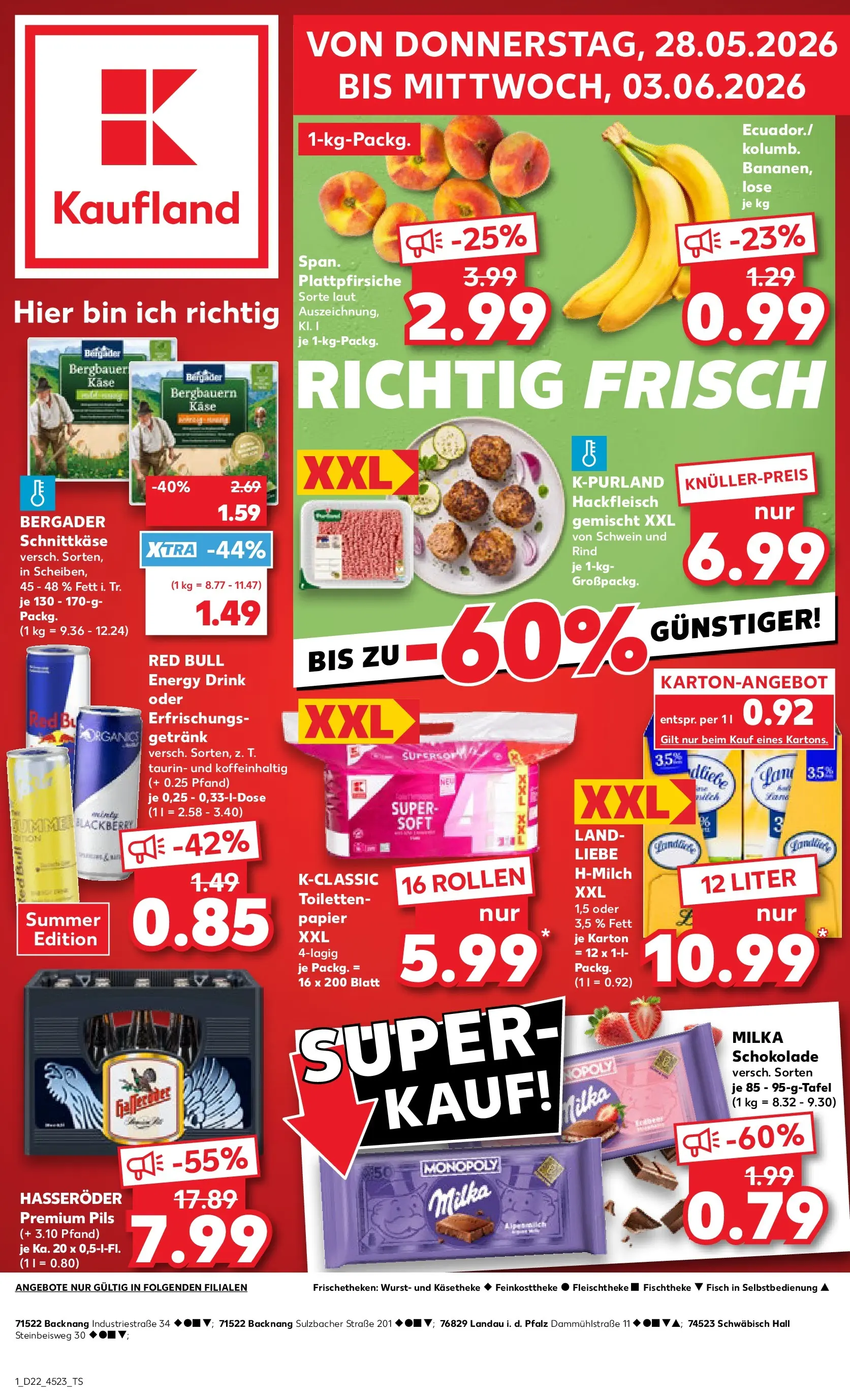 Prospekt Kaufland ab 27.05.2026 » Angebote und Werbung Online | Seite: 1 | Produkte: Käse, Milka schokolade, Hasseröder, Toilettenpapier Prospekt Kaufland ab 27.05.2026 » Angebote Online zum Blättern | Seite: 1 | Produkte: Käse, Milka schokolade, Hasseröder, Toilettenpapier