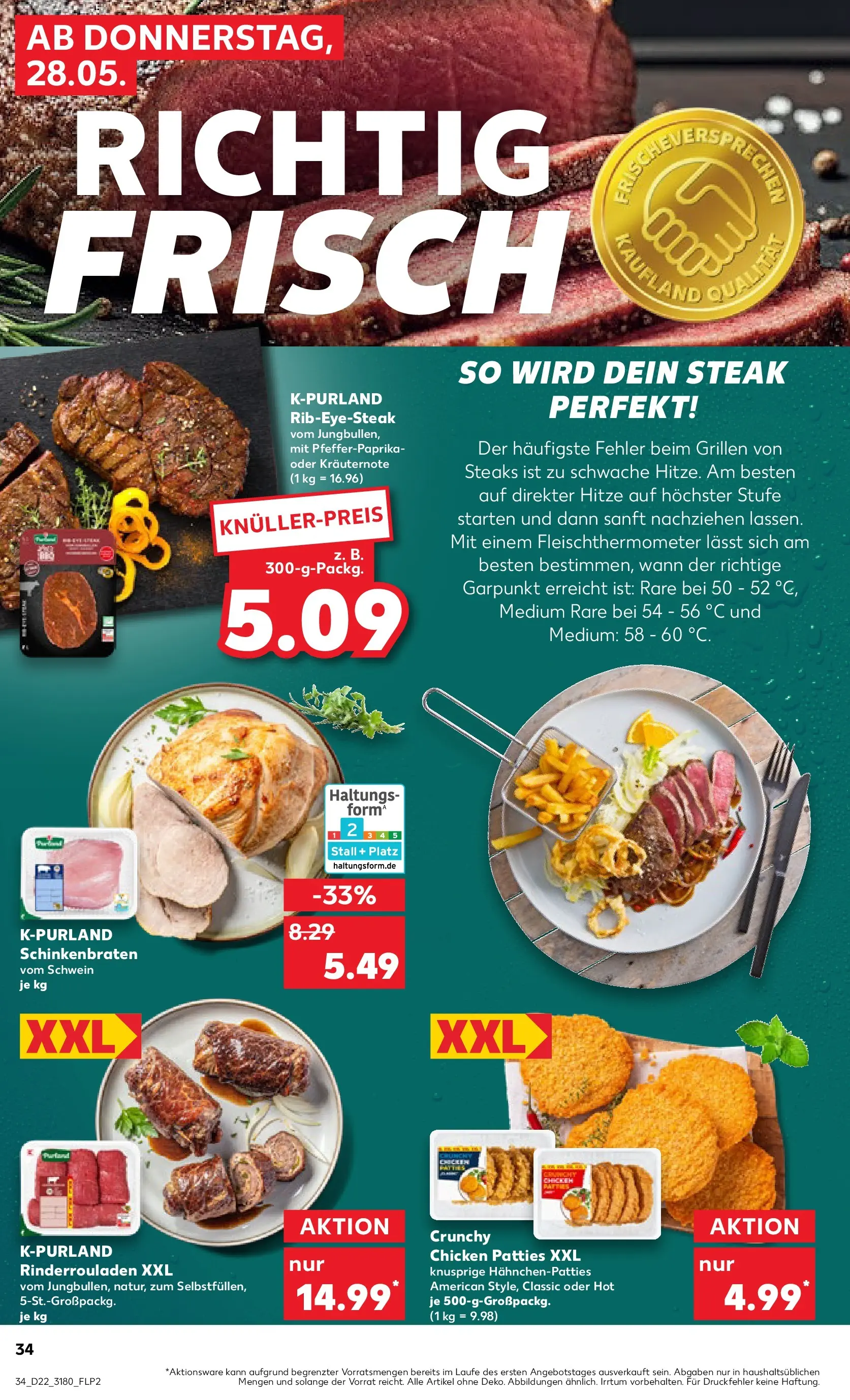 Prospekt Kaufland ab 27.05.2026 » Angebote und Werbung Online | Seite: 34 | Produkte: Rinderrouladen, Steak Prospekt Kaufland ab 27.05.2026 » Angebote Online zum Blättern | Seite: 34 | Produkte: Rinderrouladen, Steak
