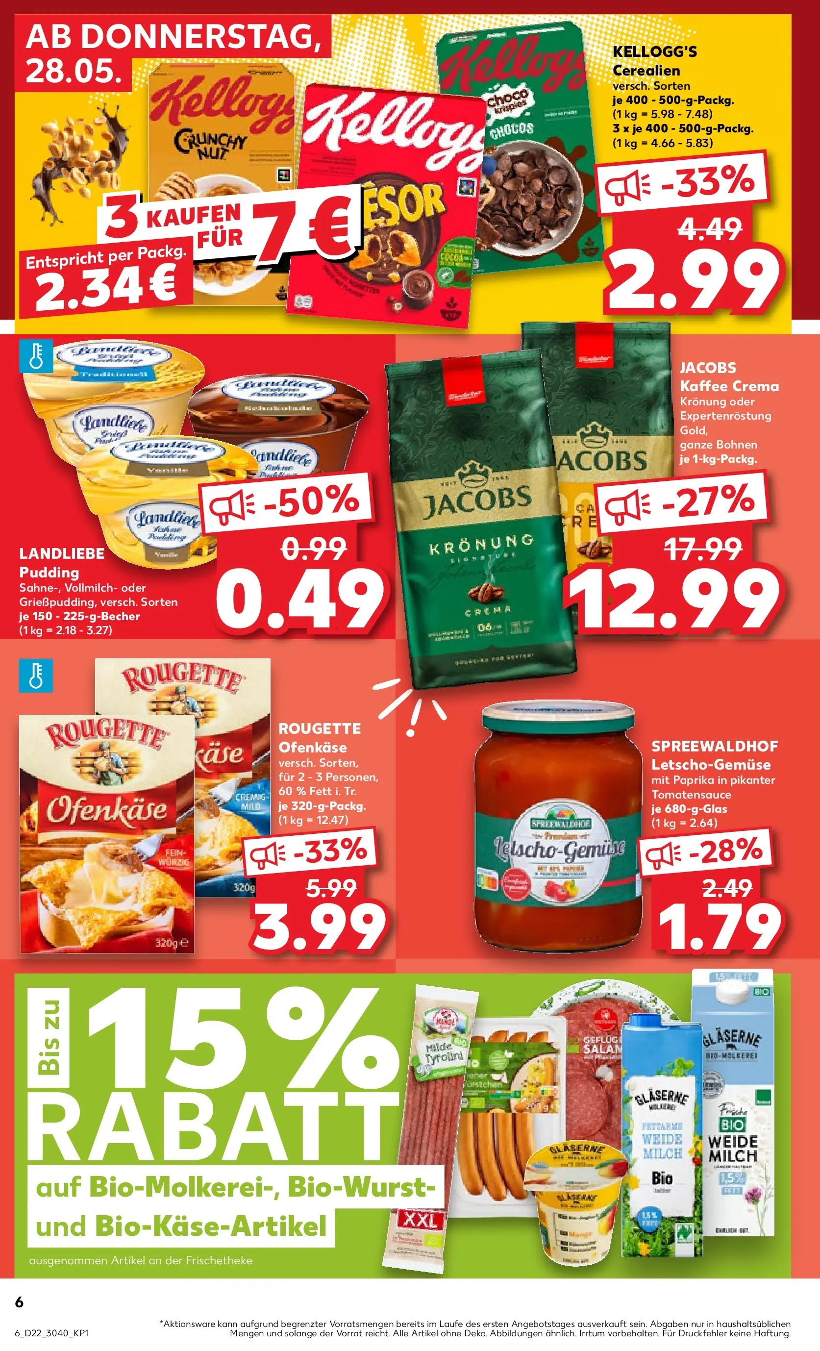 Prospekt Kaufland ab 27.05.2026 » Angebote und Werbung Online | Seite: 6 | Produkte: Milch, Kaffee, Kellogg's, Pudding Prospekt Kaufland ab 27.05.2026 » Angebote Online zum Blättern | Seite: 6 | Produkte: Milch, Kaffee, Kellogg's, Pudding