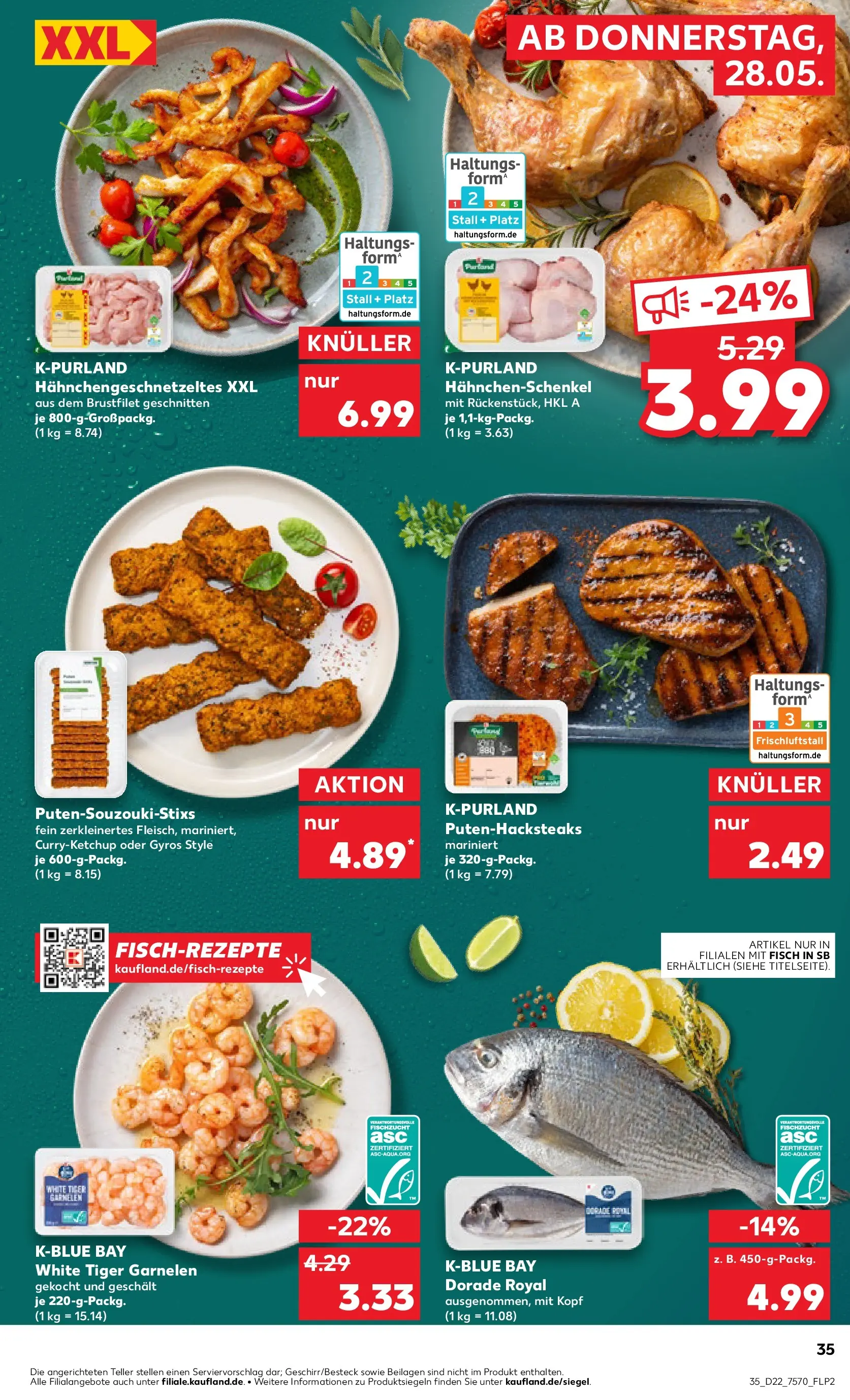 Prospekt Kaufland ab 26.05.2026 » Angebote Online zum Blättern | Seite: 40 | Produkte: Hahnchenschenkel, Garnelen, Fisch, Gyros