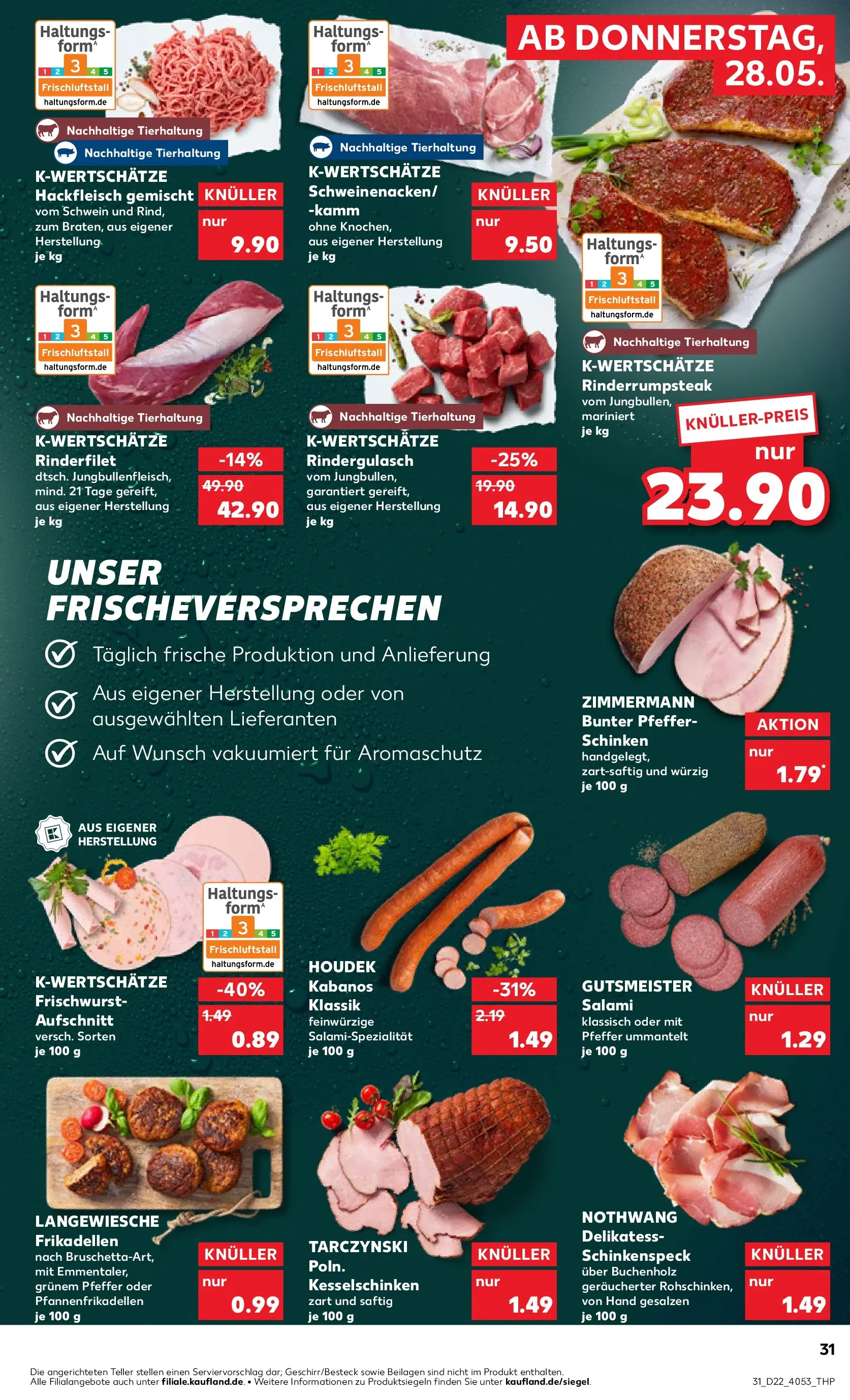 Prospekt Kaufland ab 26.05.2026 » Angebote Online zum Blättern | Seite: 36 | Produkte: Rinderfilet, Salami, Schinken, Hackfleisch