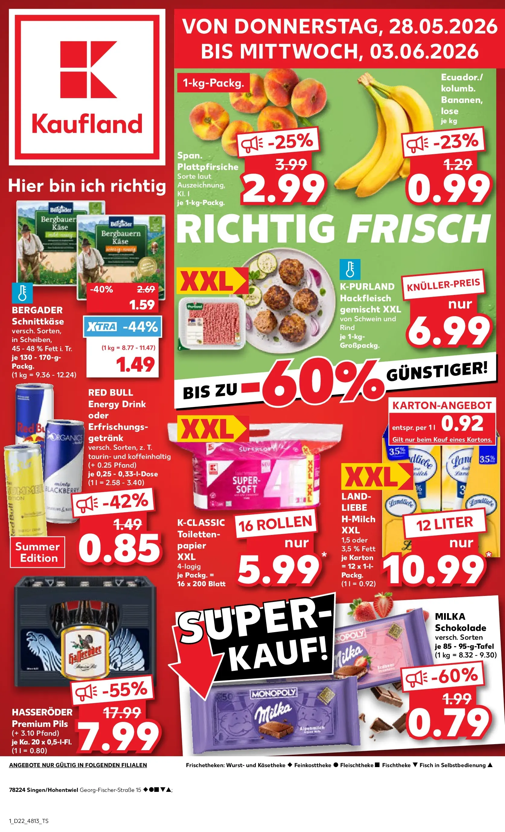 Prospekt Kaufland ab 27.05.2026 » Angebote Online zum Blättern | Seite: 1 | Produkte: Red bull, Bananen, Hackfleisch, Toilettenpapier