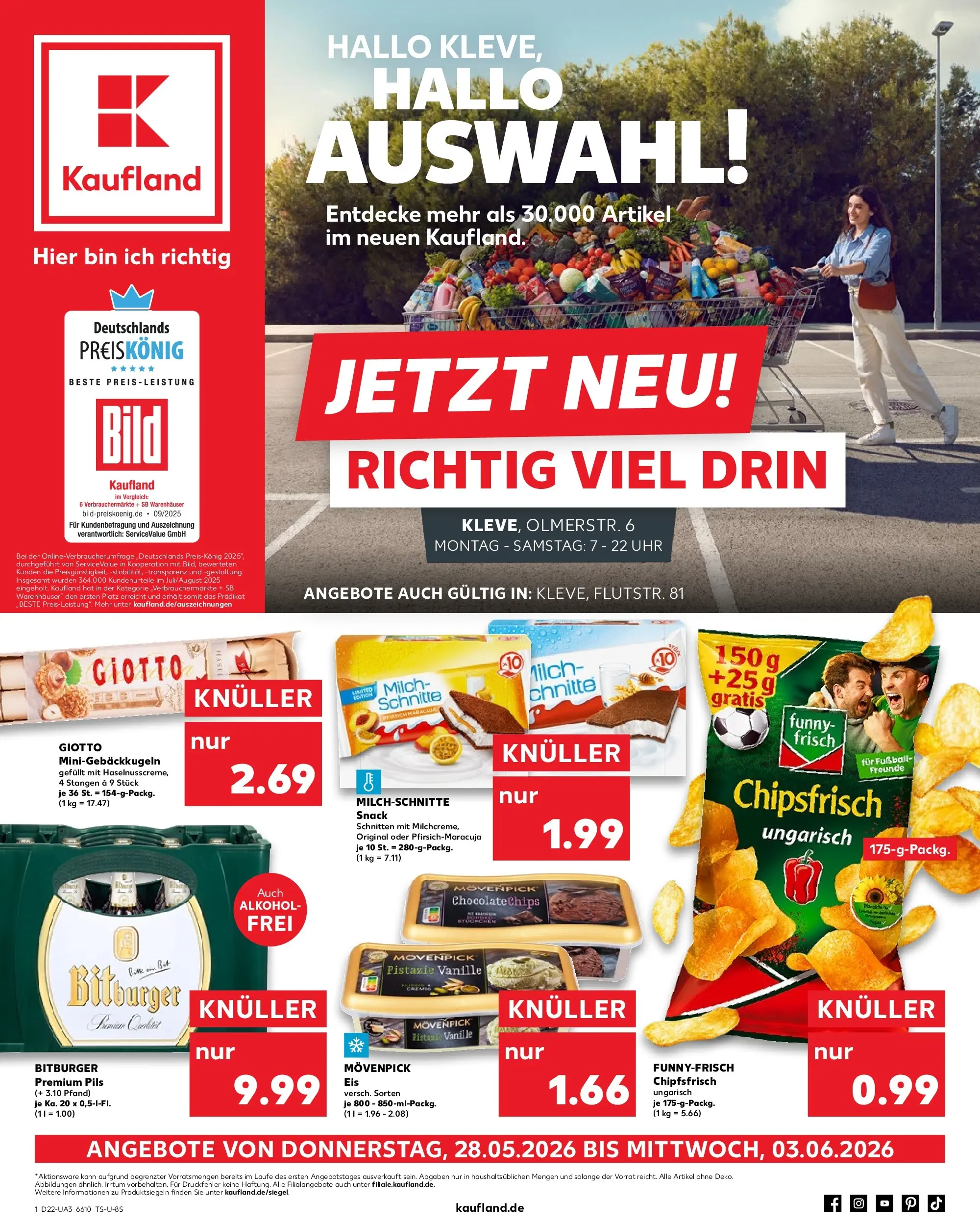 Prospekt Kaufland ab 26.05.2026 » Angebote und Werbung Online | Seite: 6 | Produkte: Milch, Pils, Chips, Uhr Prospekt Kaufland ab 26.05.2026 » Angebote Online zum Blättern | Seite: 6 | Produkte: Milch, Pils, Chips, Uhr