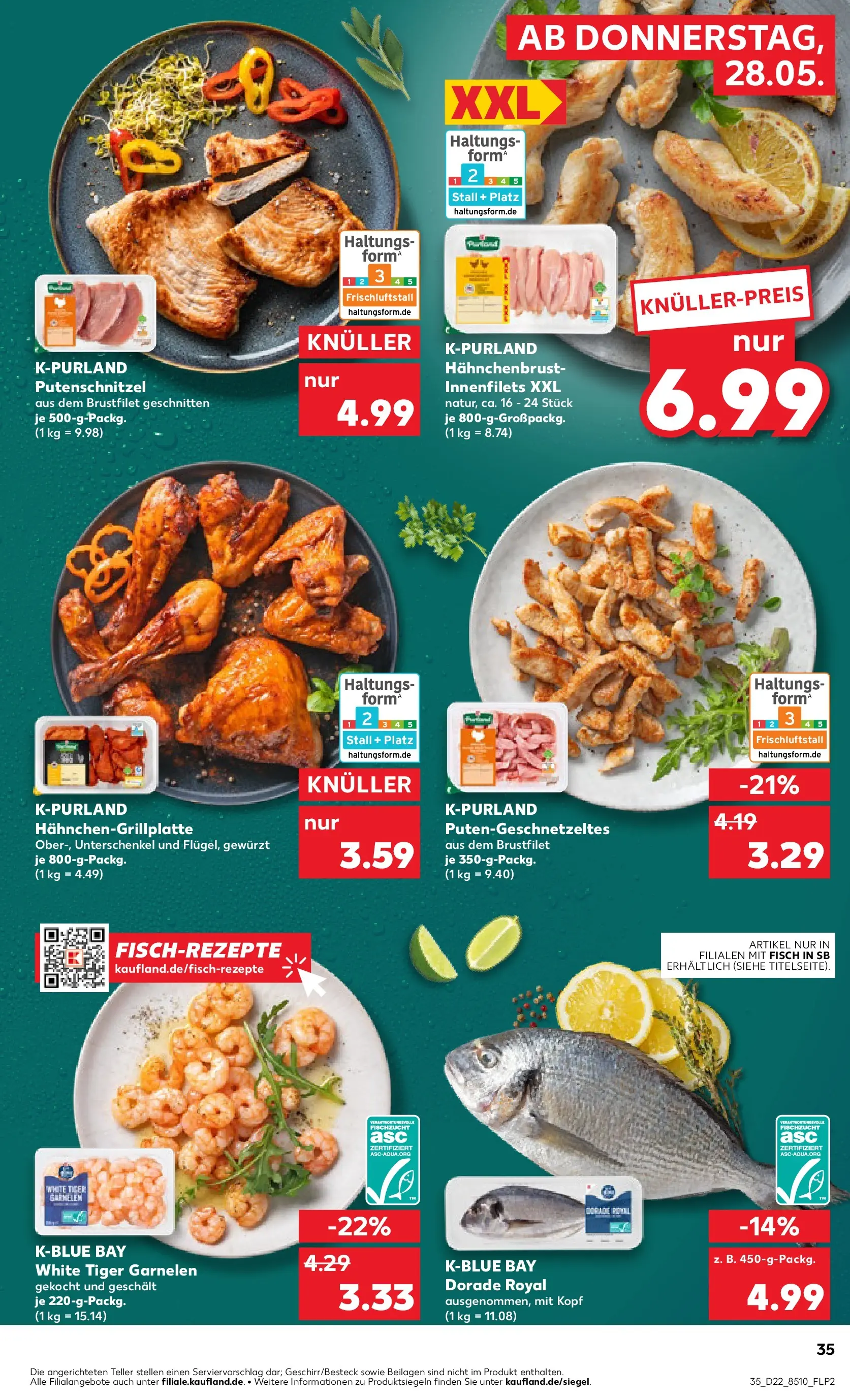 Prospekt Kaufland ab 27.05.2026 » Angebote und Werbung Online | Seite: 35 | Produkte: Dorade, Garnelen, Fisch, Hahnchenbrust Prospekt Kaufland ab 27.05.2026 » Angebote Online zum Blättern | Seite: 35 | Produkte: Dorade, Garnelen, Fisch, Hahnchenbrust