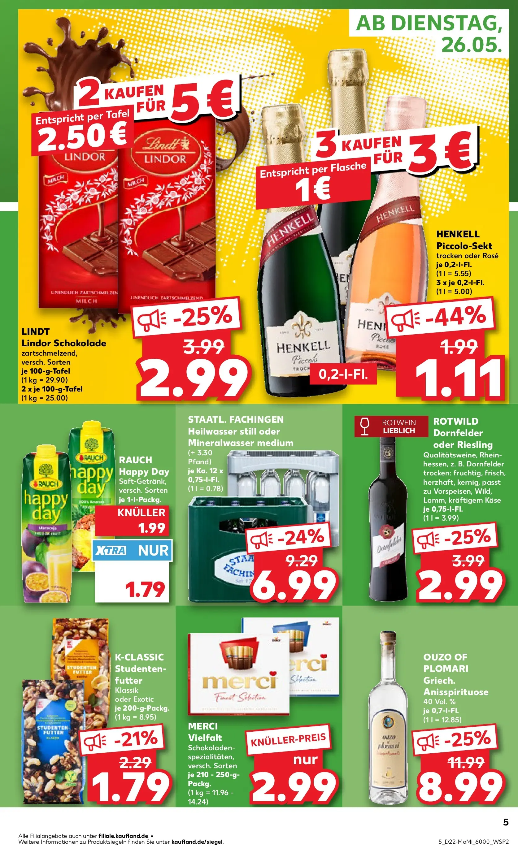 Prospekt Kaufland ab 26.05.2026 » Angebote und Werbung Online | Seite: 5 | Produkte: Merci, Milch, Käse, Lindt Prospekt Kaufland ab 26.05.2026 » Angebote Online zum Blättern | Seite: 5 | Produkte: Merci, Milch, Käse, Lindt