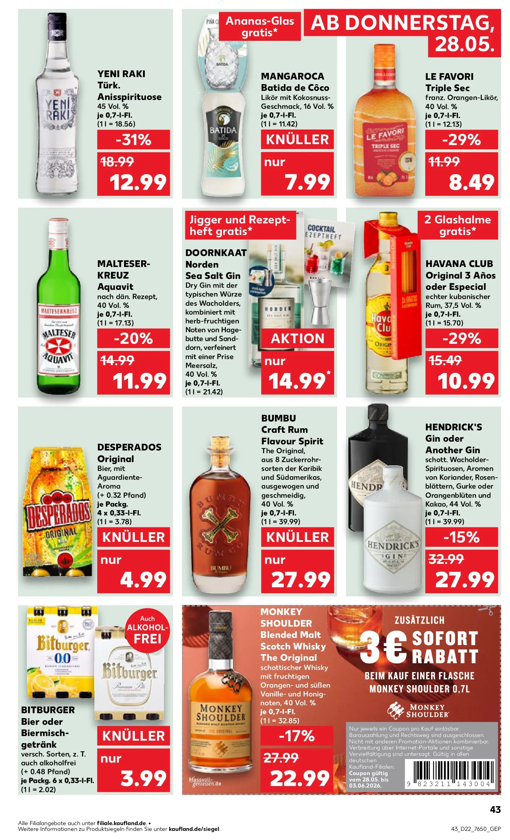 Prospekt Kaufland ab 26.05.2026 » Angebote und Werbung Online | Seite: 48 | Produkte: Havana club, Bitburger, Likör, Gin Prospekt Kaufland ab 26.05.2026 » Angebote Online zum Blättern | Seite: 48 | Produkte: Havana club, Bitburger, Likör, Gin