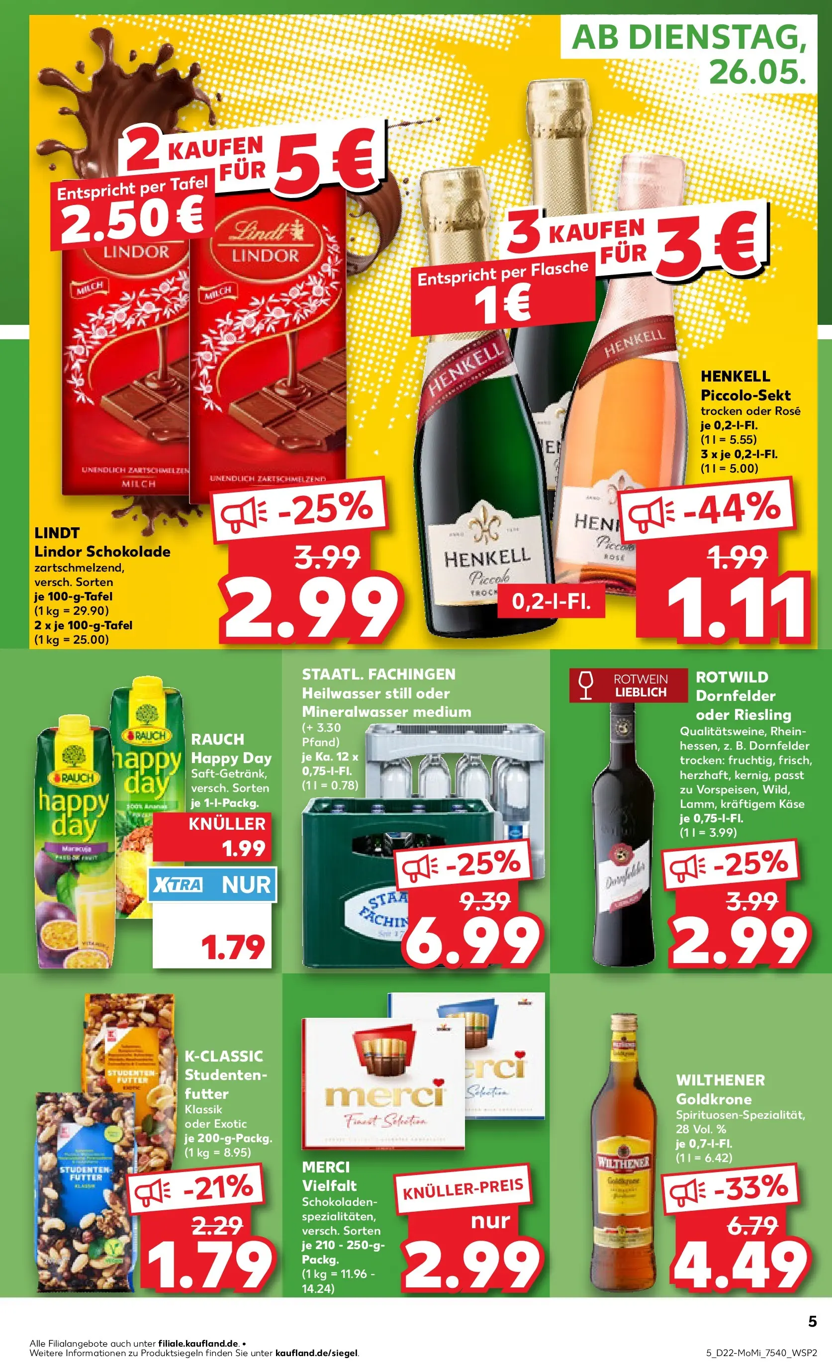 Prospekt Kaufland ab 26.05.2026 » Angebote und Werbung Online | Seite: 5 | Produkte: Milch, Wilthener, Rotwein, Lindt Prospekt Kaufland ab 26.05.2026 » Angebote Online zum Blättern | Seite: 5 | Produkte: Milch, Wilthener, Rotwein, Lindt