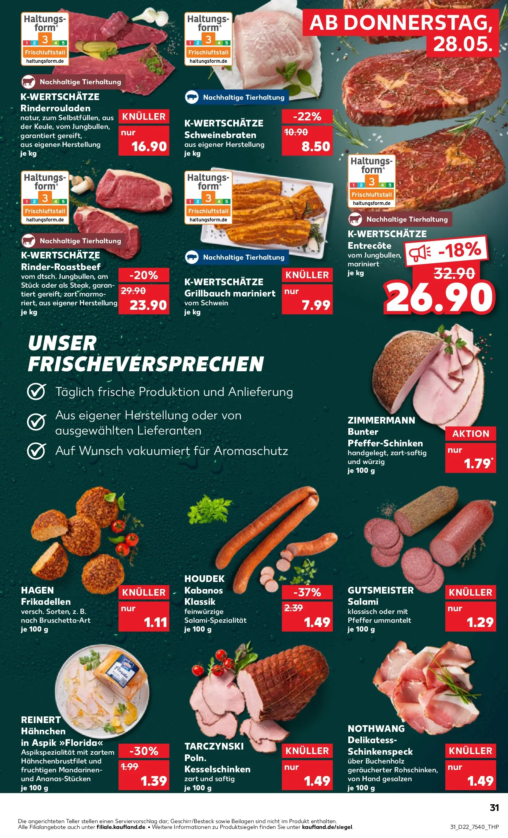 Prospekt Kaufland ab 26.05.2026 » Angebote Online zum Blättern | Seite: 36 | Produkte: Rinderrouladen, Hahnchen, Mandarinen, Entrecote
