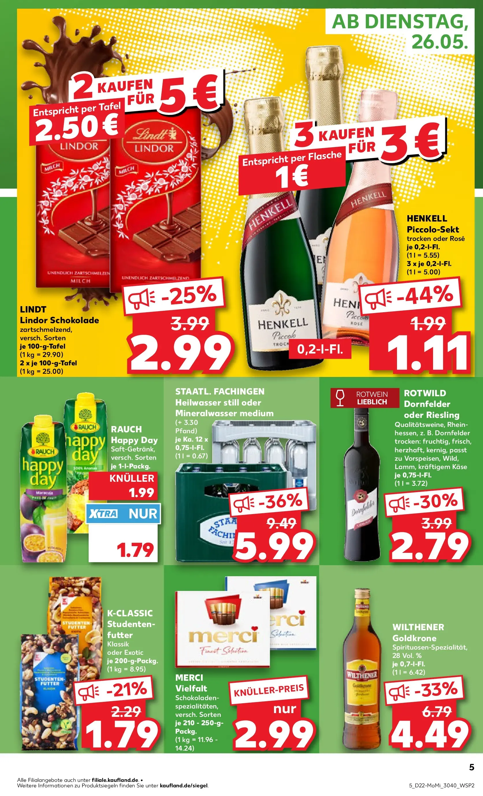 Prospekt Kaufland ab 26.05.2026 » Angebote Online zum Blättern | Seite: 5 | Produkte: Merci, Milch, Rotwein, Lindt