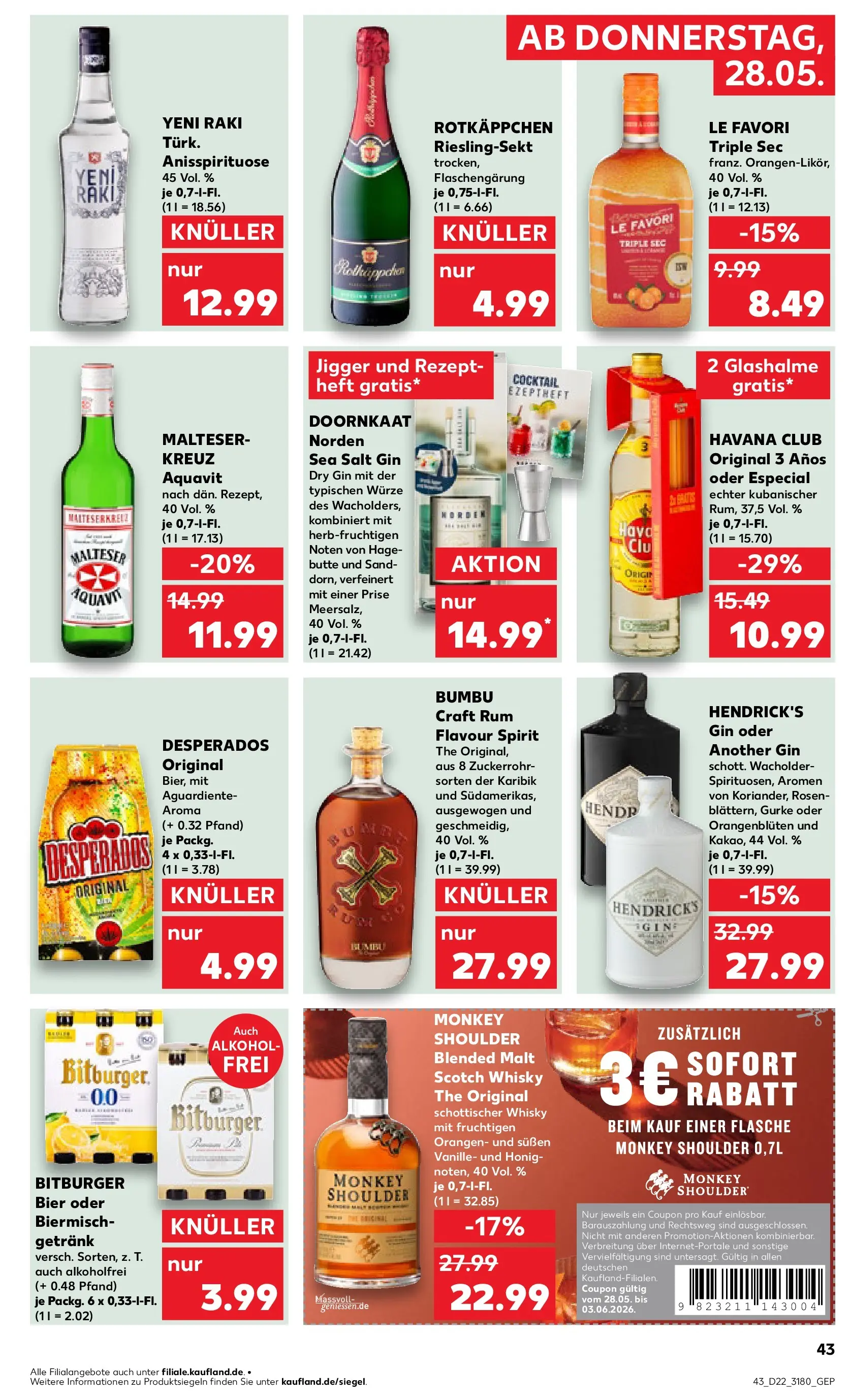 Prospekt Kaufland ab 26.05.2026 » Angebote und Werbung Online | Seite: 48 | Produkte: Rum, Orangen, Rotkäppchen, Gin Prospekt Kaufland ab 26.05.2026 » Angebote Online zum Blättern | Seite: 48 | Produkte: Rum, Orangen, Rotkäppchen, Gin