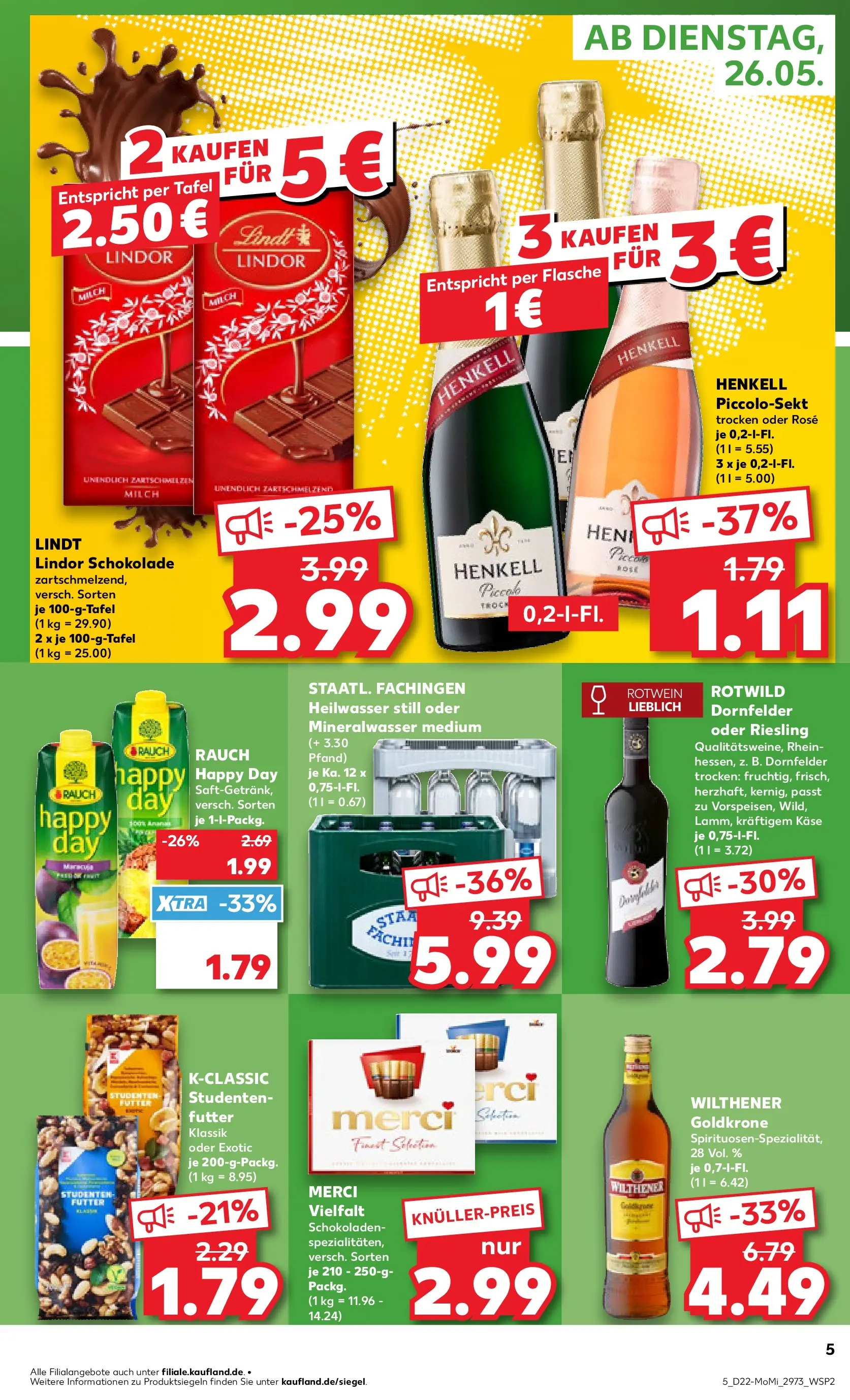 Prospekt Kaufland ab 26.05.2026 » Angebote und Werbung Online | Seite: 5 | Produkte: Käse, Schokolade, Mineralwasser, Lindt Prospekt Kaufland ab 26.05.2026 » Angebote Online zum Blättern | Seite: 5 | Produkte: Käse, Schokolade, Mineralwasser, Lindt