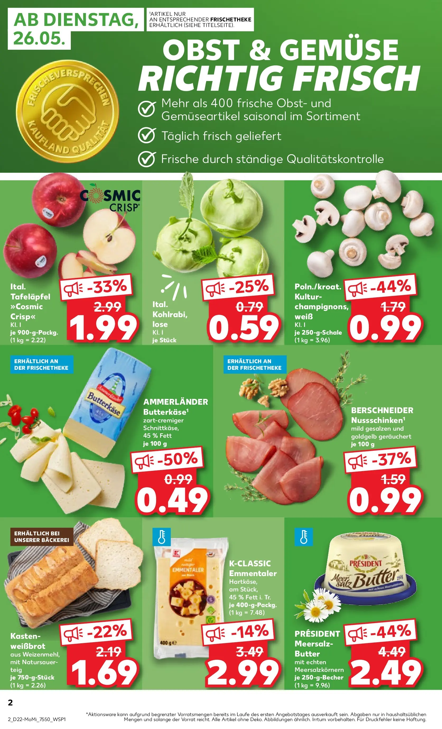 Prospekt Kaufland ab 26.05.2026 » Angebote Online zum Blättern | Seite: 2 | Produkte: Bäckerei, Kohlrabi, Gemüse, Obst