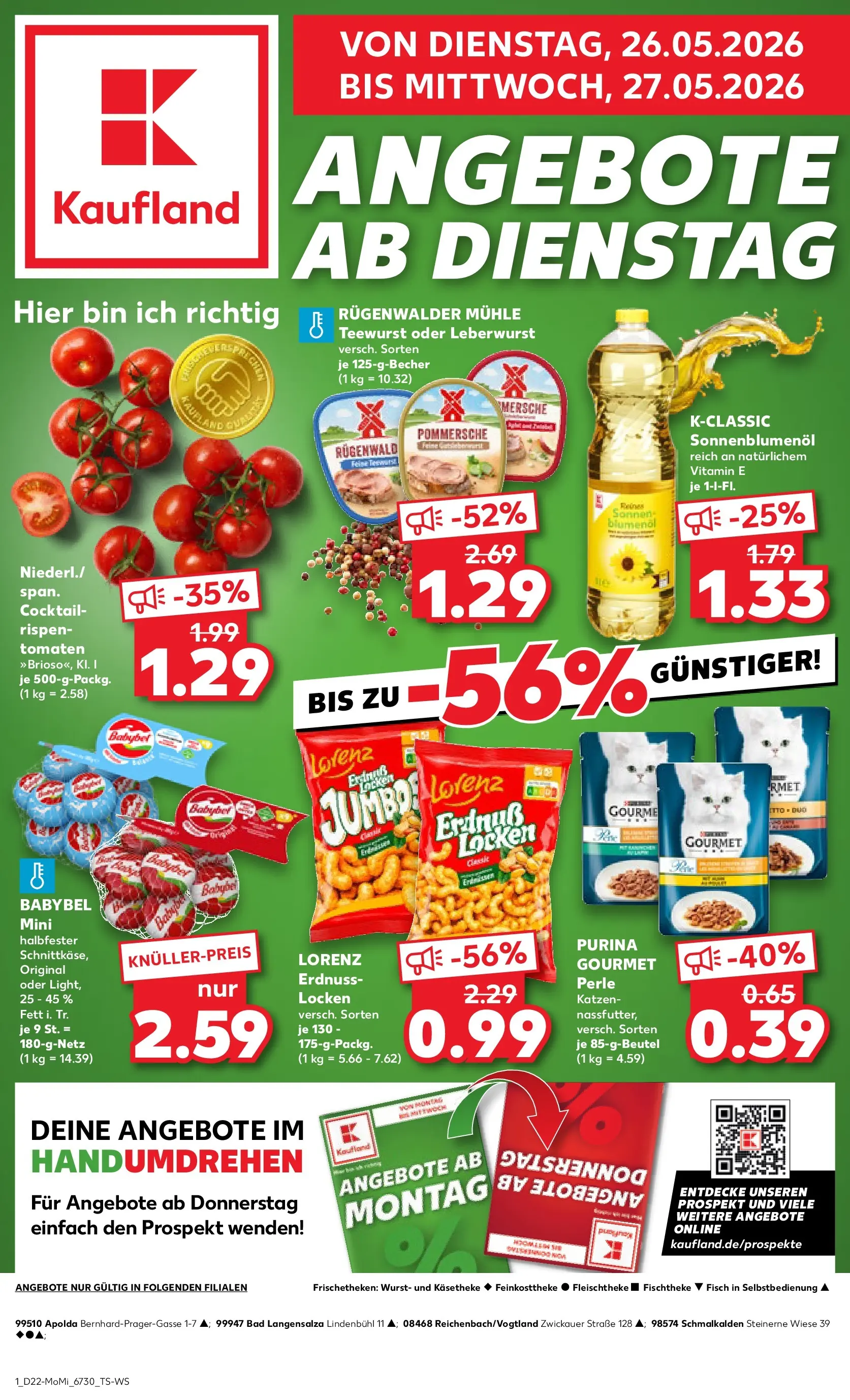 Prospekt Kaufland ab 26.05.2026 » Angebote und Werbung Online | Seite: 1 | Produkte: Mühle, Bad, Tomaten, Wurst Prospekt Kaufland ab 26.05.2026 » Angebote Online zum Blättern | Seite: 1 | Produkte: Mühle, Bad, Tomaten, Wurst