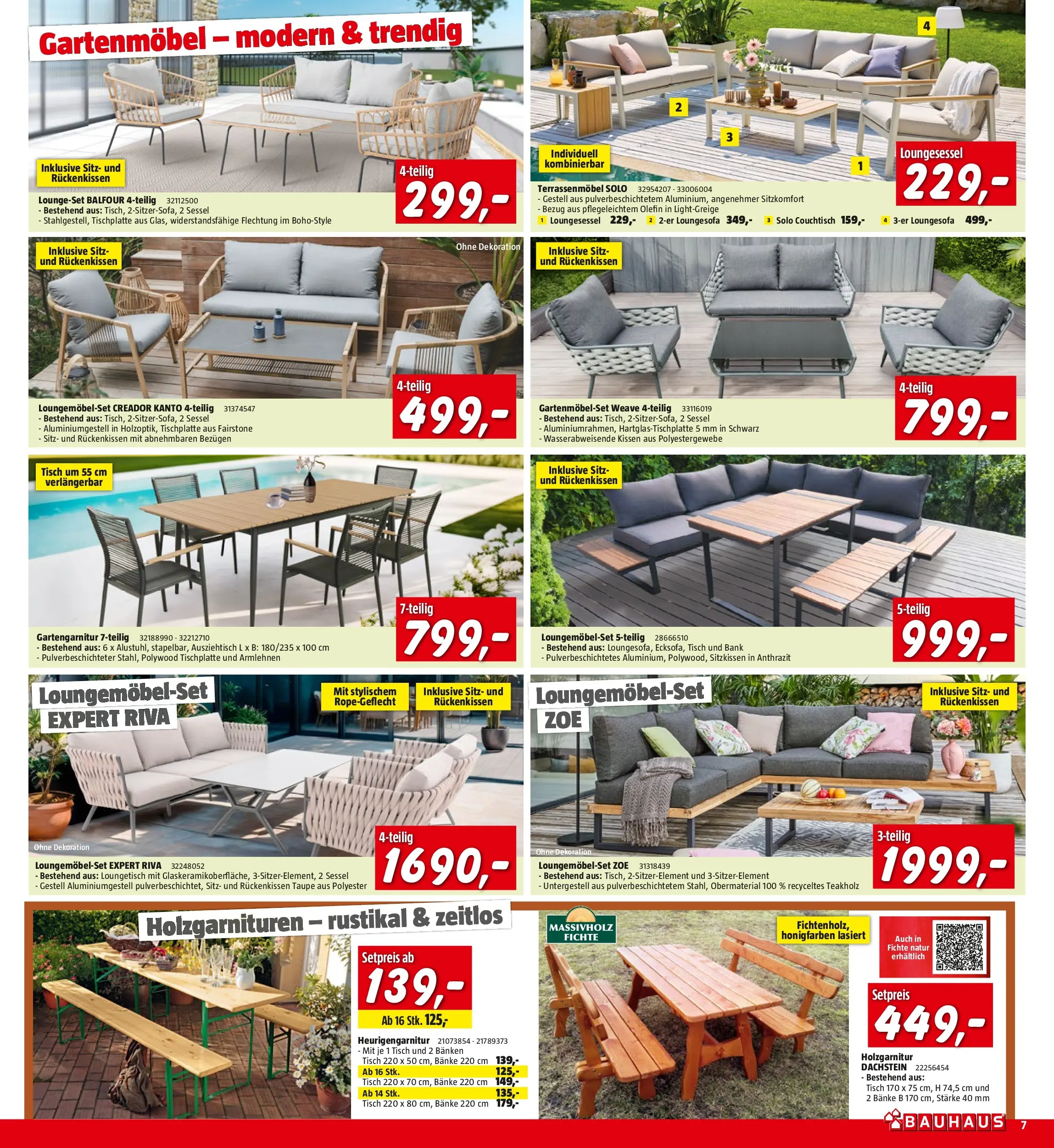 Bauhaus - BAUHAUS: Flugblatt von 26.05.2026 - Aktuelle Angebote | Seite: 7 | Produkte: Kissen, Sessel, Tisch, Gartenmöbel