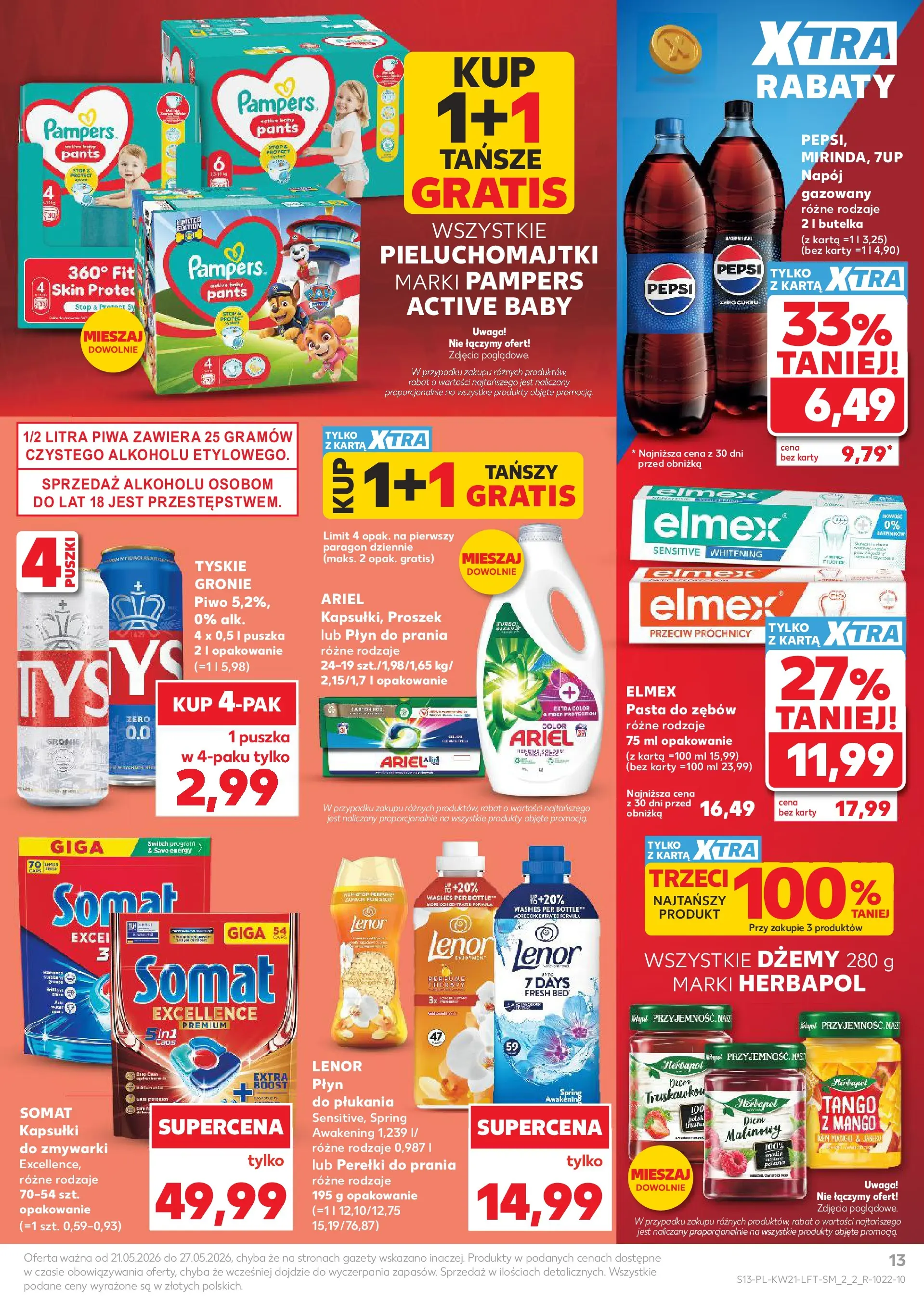Kaufland - Kaufland Gazetka Tygodnia ważna do 27.05 (20.05.2026) - od jutra | Strona: 13 | Produkty: Karta, Pepsi, Tyskie, Pasta do zębów Kaufland - Kaufland Gazetka Tygodnia ważna do 27.05 od 20.05.2026 - od jutra PDF | Strona: 13 | Produkty: Karta, Pepsi, Tyskie, Pasta do zębów