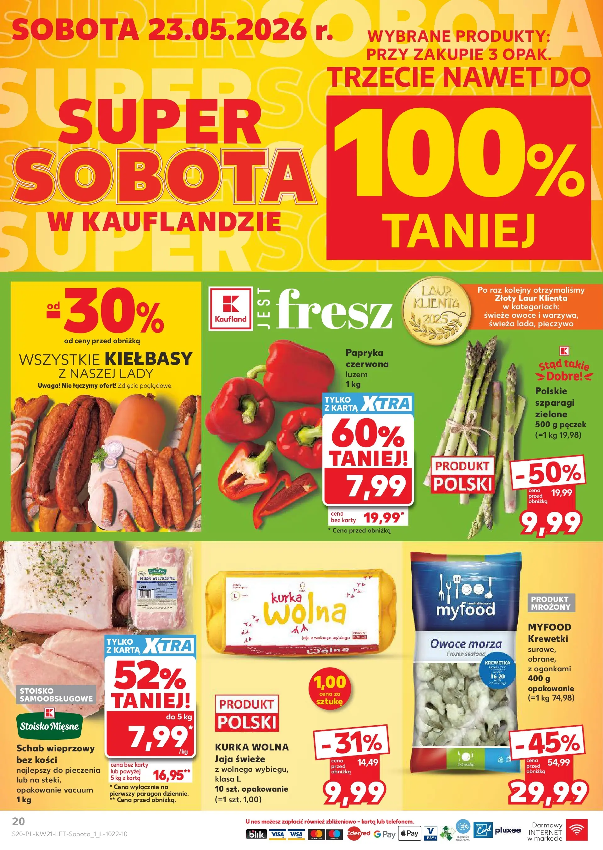 Kaufland - Kaufland Gazetka Tygodnia ważna do 27.05 (20.05.2026) - od jutra | Strona: 20 | Produkty: Schab wieprzowy, Krewetki, Papryka, Szparagi Kaufland - Kaufland Gazetka Tygodnia ważna do 27.05 od 20.05.2026 - od jutra PDF | Strona: 20 | Produkty: Schab wieprzowy, Krewetki, Papryka, Szparagi