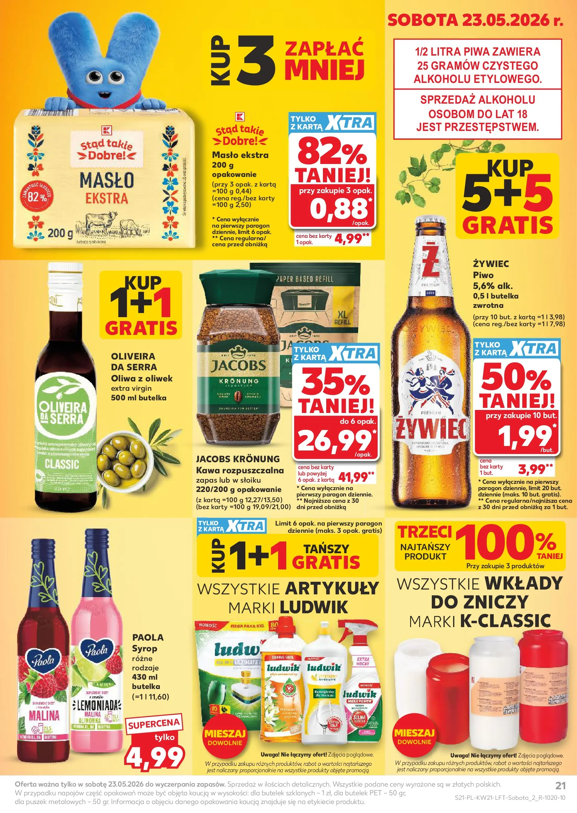 Kaufland - Kaufland Gazetka Tygodnia ważna do 27.05 (20.05.2026) - od jutra | Strona: 21 | Produkty: Karta, Oliwa z oliwek extra virgin, Kawa rozpuszczalna, Piwo Kaufland - Kaufland Gazetka Tygodnia ważna do 27.05 od 20.05.2026 - od jutra PDF | Strona: 21 | Produkty: Karta, Oliwa z oliwek extra virgin, Kawa rozpuszczalna, Piwo