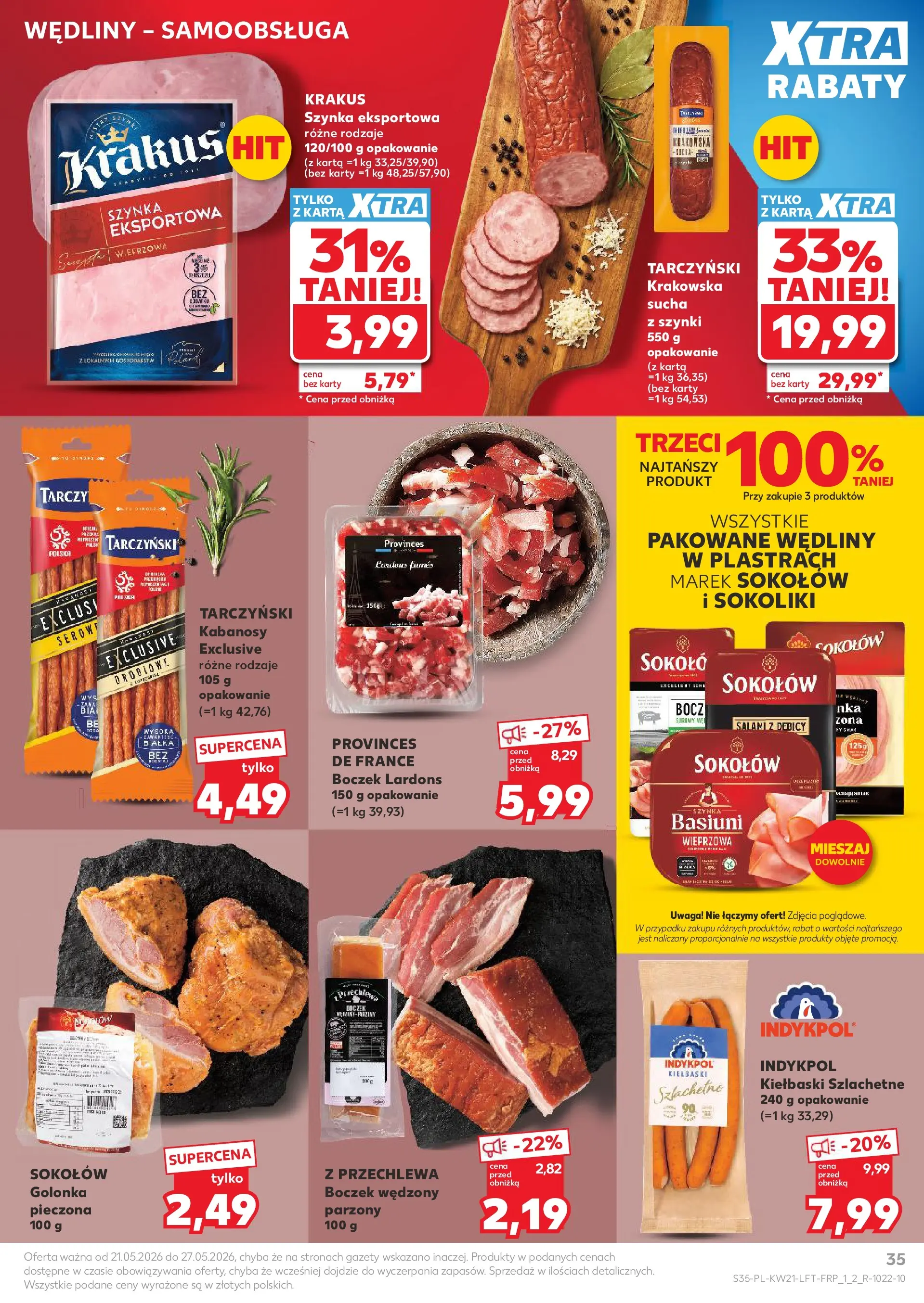 Kaufland - Kaufland Gazetka Tygodnia ważna do 27.05 (20.05.2026) - od jutra | Strona: 35 | Produkty: Kabanosy, Kiełbaski, Szynka, Boczek wędzony Kaufland - Kaufland Gazetka Tygodnia ważna do 27.05 od 20.05.2026 - od jutra PDF | Strona: 35 | Produkty: Kabanosy, Kiełbaski, Szynka, Boczek wędzony