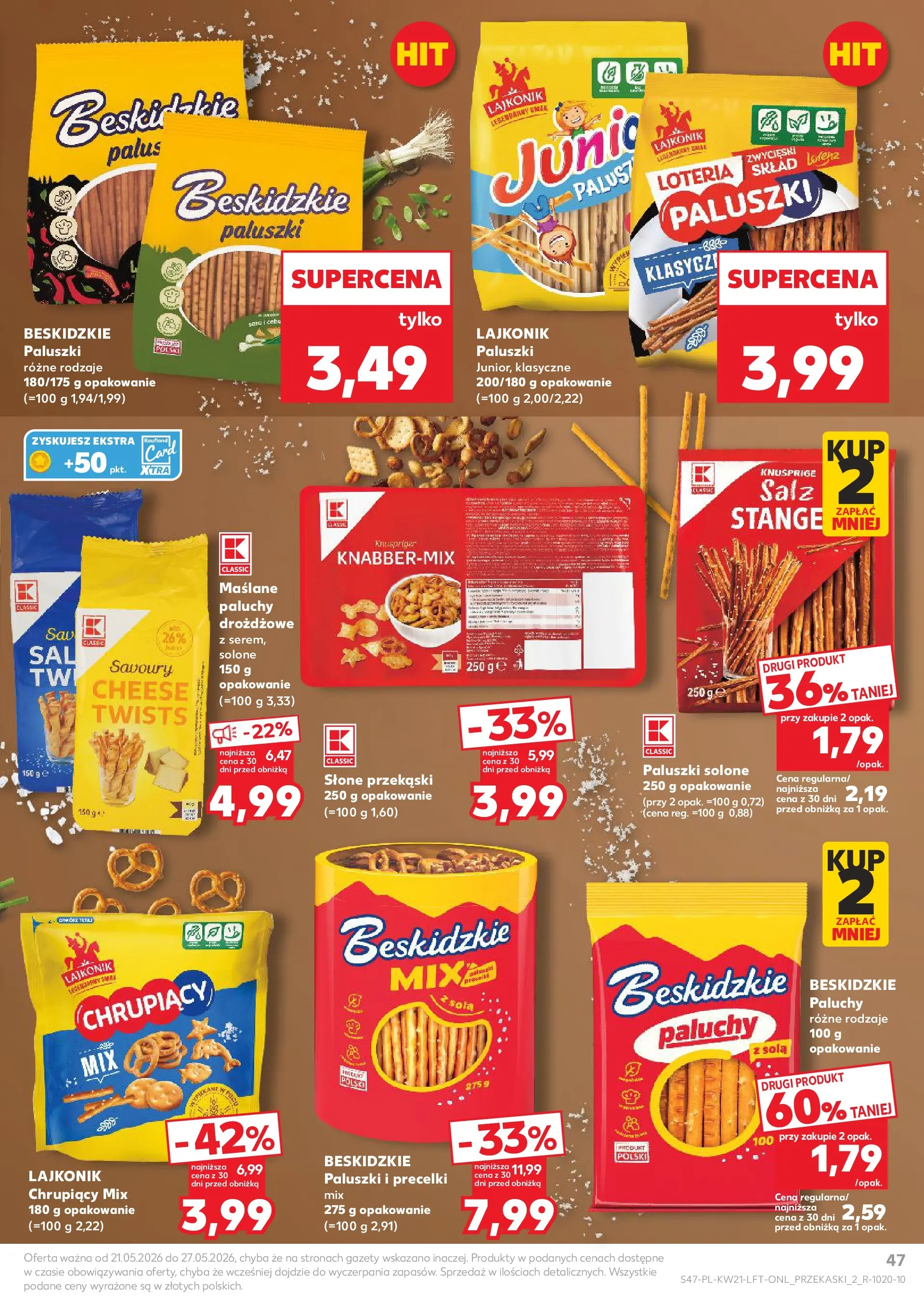 Kaufland - Kaufland Gazetka Tygodnia ważna do 27.05 (20.05.2026) - od jutra | Strona: 47 | Produkty: Paluszki Kaufland - Kaufland Gazetka Tygodnia ważna do 27.05 od 20.05.2026 - od jutra PDF | Strona: 47 | Produkty: Paluszki