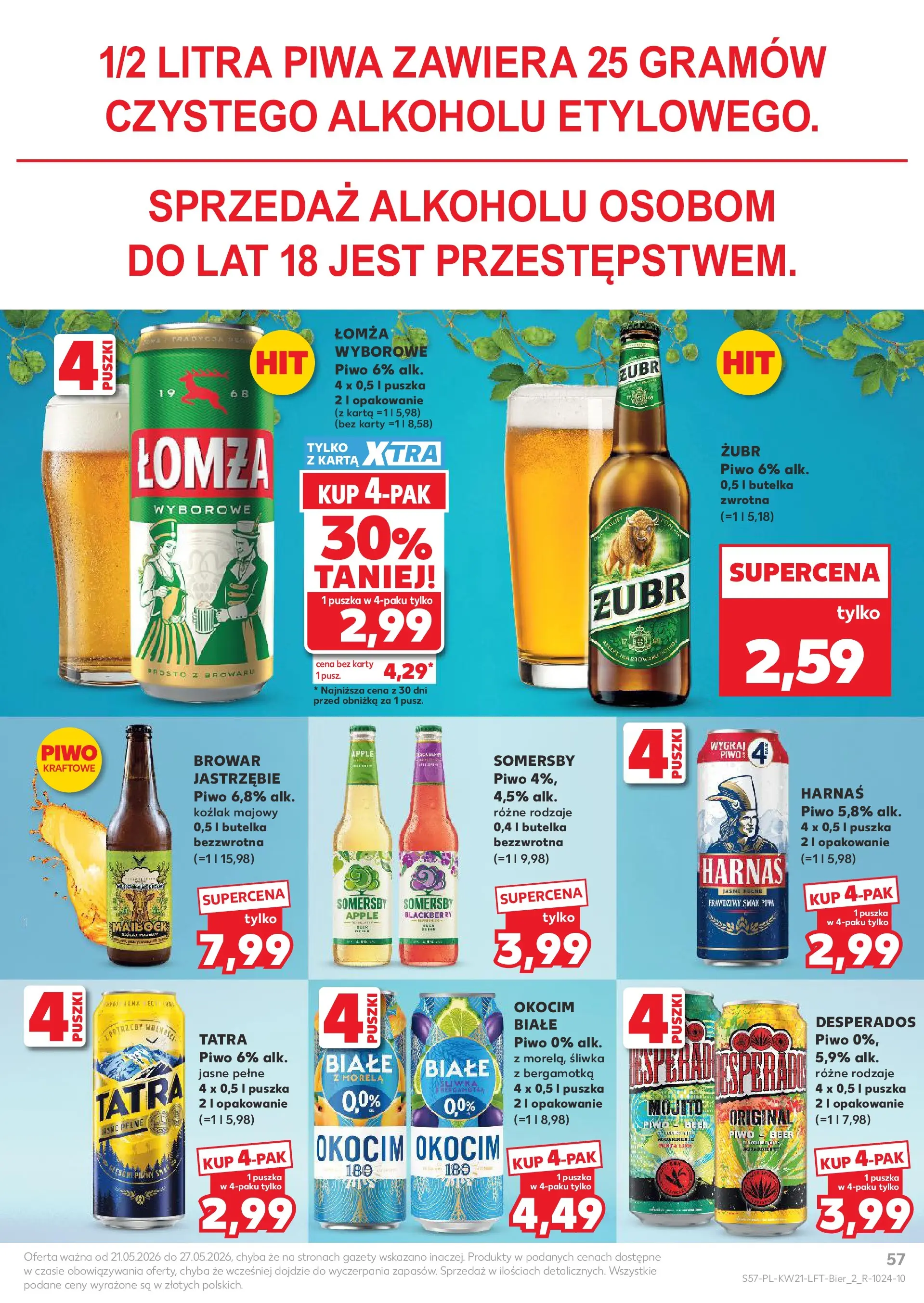 Kaufland - Kaufland Gazetka Tygodnia ważna do 27.05 (20.05.2026) - od jutra | Strona: 57 | Produkty: Harnaś, Piwo, Somersby, Pita Kaufland - Kaufland Gazetka Tygodnia ważna do 27.05 od 20.05.2026 - od jutra PDF | Strona: 57 | Produkty: Harnaś, Piwo, Somersby, Pita