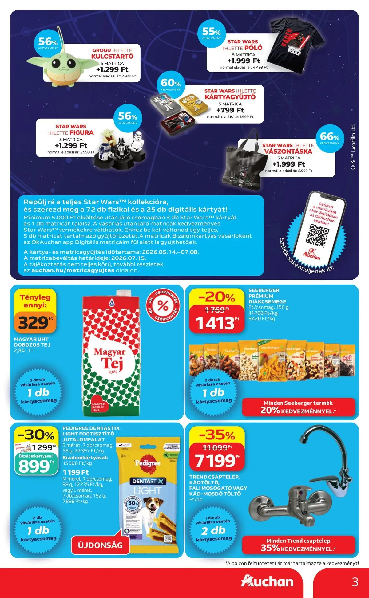 Auchan akciós újság Budapest - 2026.05.21. -tól/töl > akció, lapozható szórólap 🛍️ | Oldal: 3 | Termékek: Csaptelep, Diákcsemege, Töltő, Tej