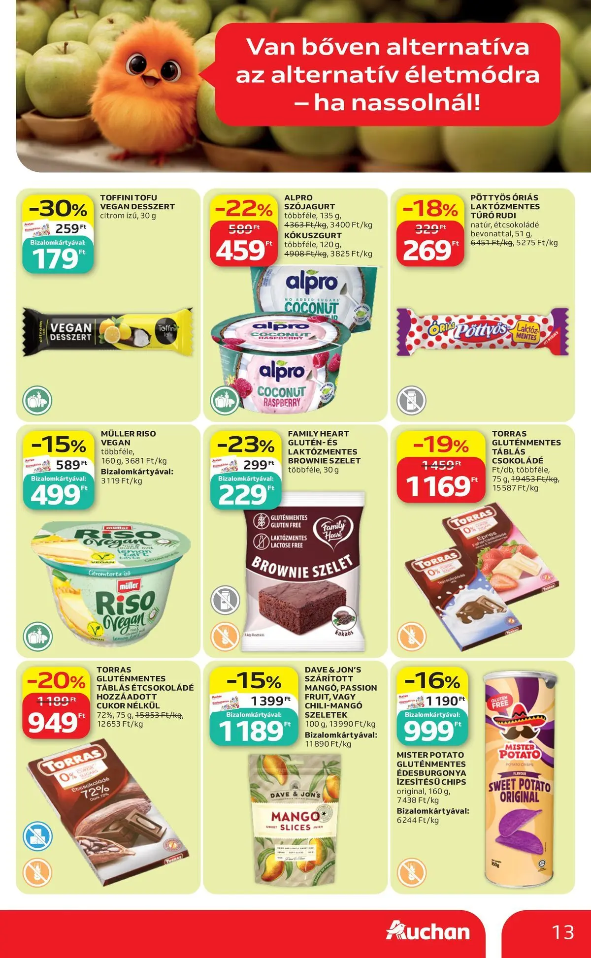 Auchan akciós újság Budapest - 2026.05.21. -tól/töl > akció, lapozható szórólap 🛍️ | Oldal: 13 | Termékek: Chips, Édesburgonya, Csokoládé, Cukor
