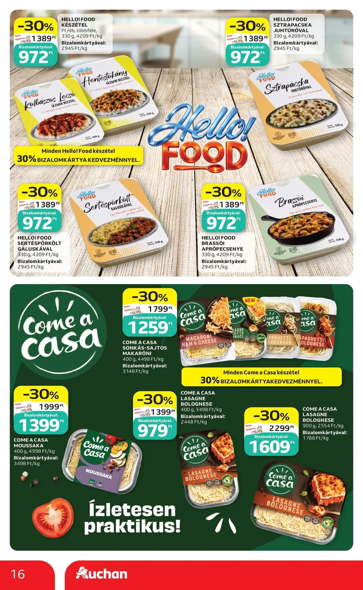 Auchan akciós újság Budapest - 2026.05.21. -tól/töl > akció, lapozható szórólap 🛍️ | Oldal: 16 | Termékek: Lasagne, Készétel