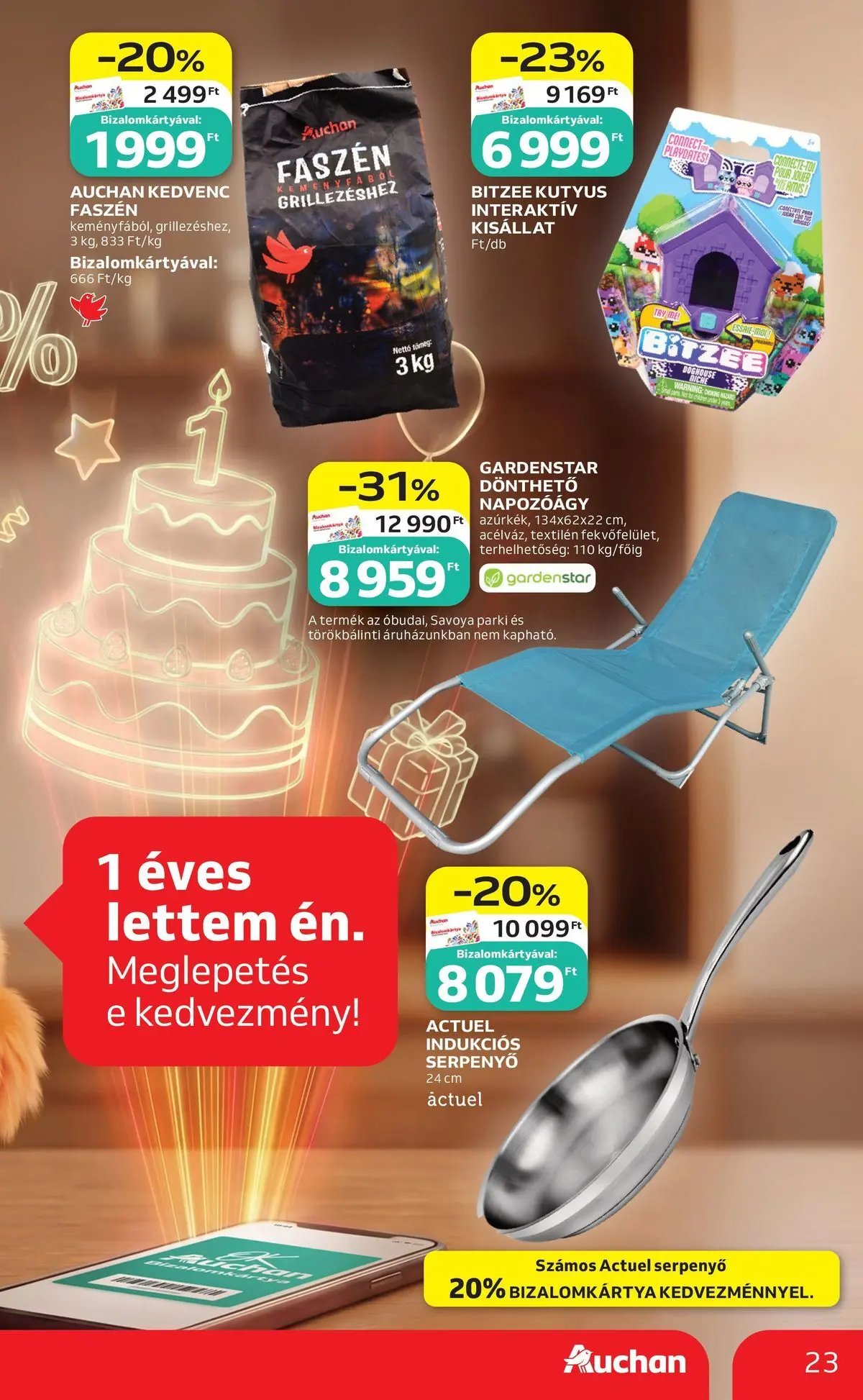 Auchan akciós újság Budapest - 2026.05.21. -tól/töl > akció, lapozható szórólap 🛍️ | Oldal: 23 | Termékek: Serpenyő, Napozóágy