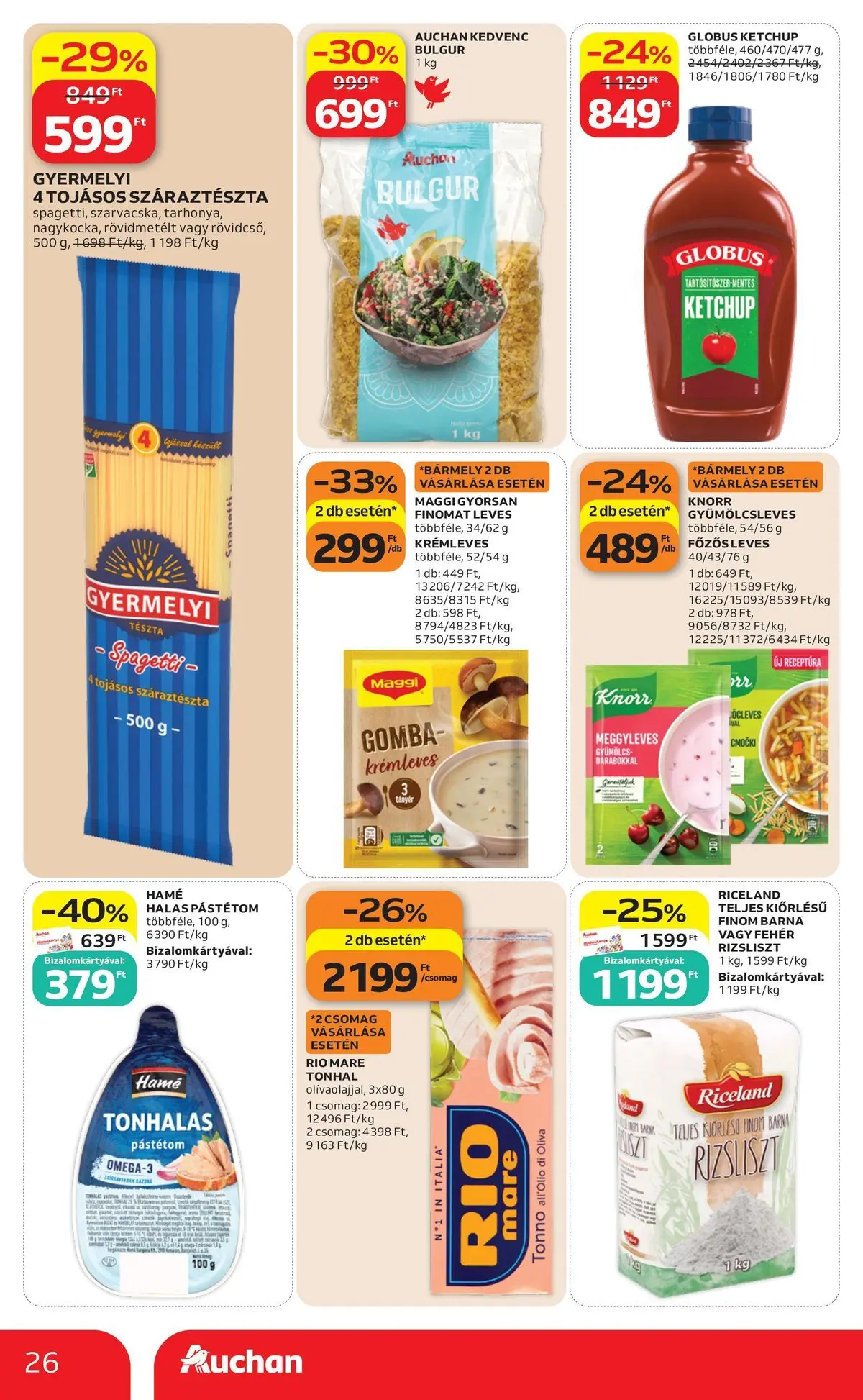 Auchan akciós újság Budapest - 2026.05.21. -tól/töl > akció, lapozható szórólap 🛍️ | Oldal: 26 | Termékek: Rizsliszt, Gyümölcs, Maggi, Pástétom