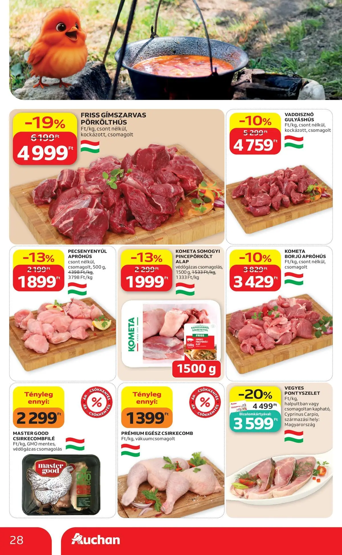 Auchan akciós újság Budapest - 2026.05.21. -tól/töl > akció, lapozható szórólap 🛍️ | Oldal: 28 | Termékek: Csirkecombfile, Csirkecomb