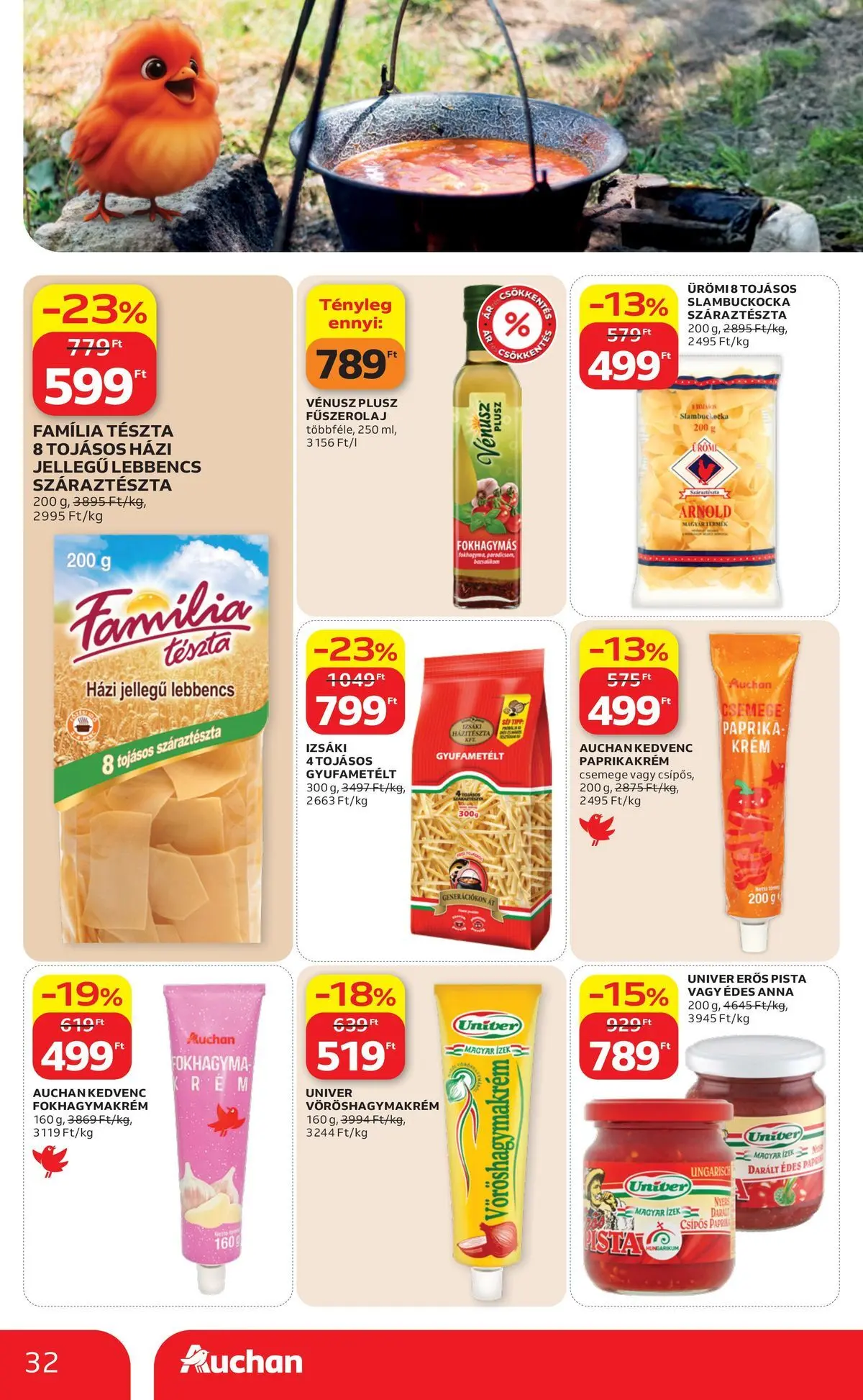 Auchan akciós újság Budapest - 2026.05.21. -tól/töl > akció, lapozható szórólap 🛍️ | Oldal: 32 | Termékek: Fokhagyma, Tészta, Száraztészta