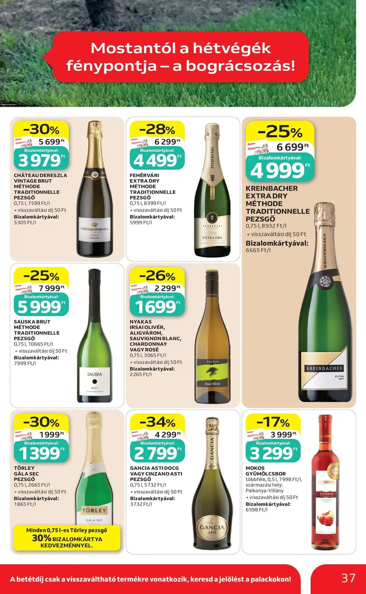 Auchan akciós újság Budapest - 2026.05.21. -tól/töl > akció, lapozható szórólap 🛍️ | Oldal: 37 | Termékek: Eperbor, Törley pezsgő, Pezsgő