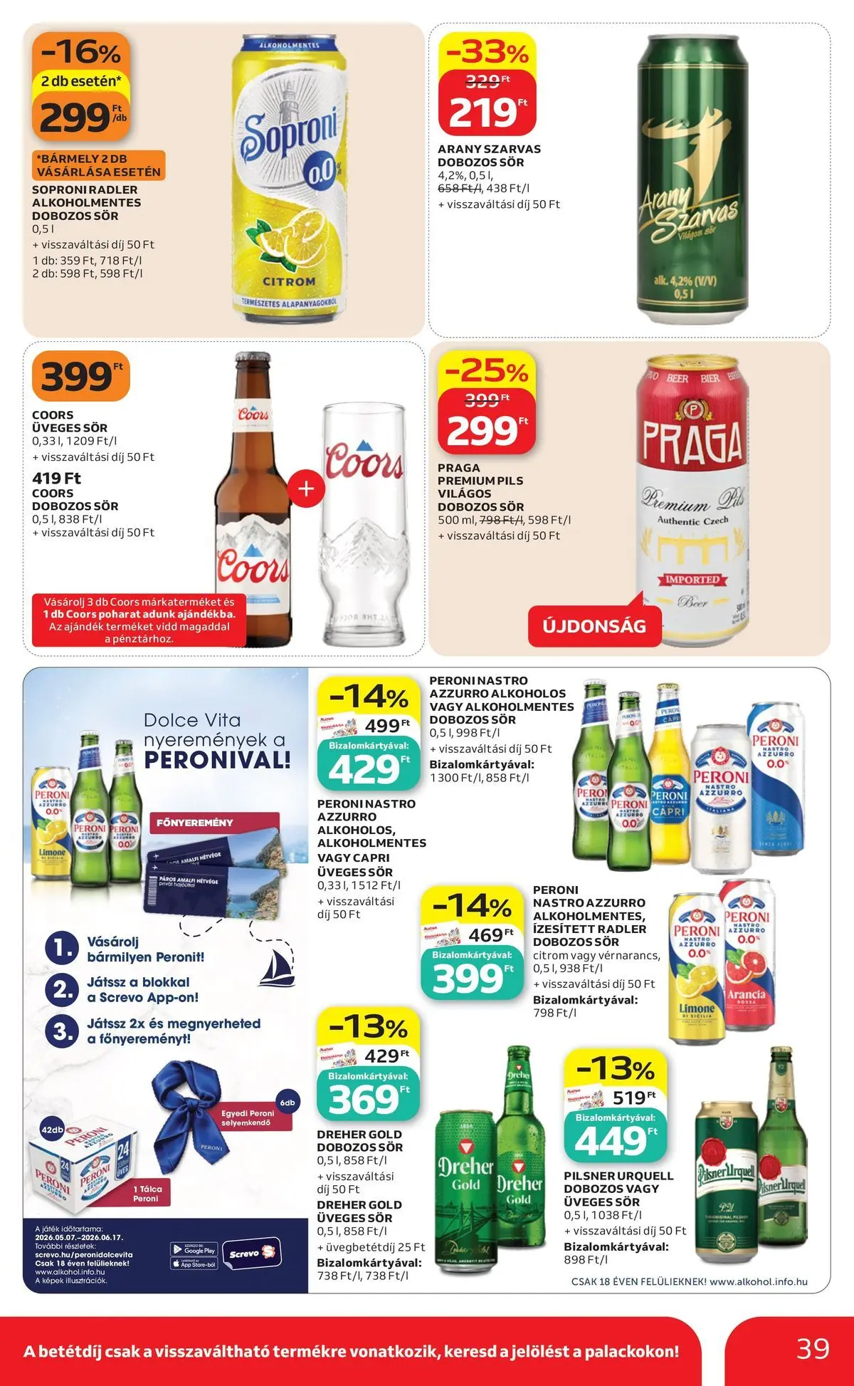 Auchan akciós újság Budapest - 2026.05.21. -tól/töl > akció, lapozható szórólap 🛍️ | Oldal: 39 | Termékek: Játék, Radler, Dobozos sör, Sör