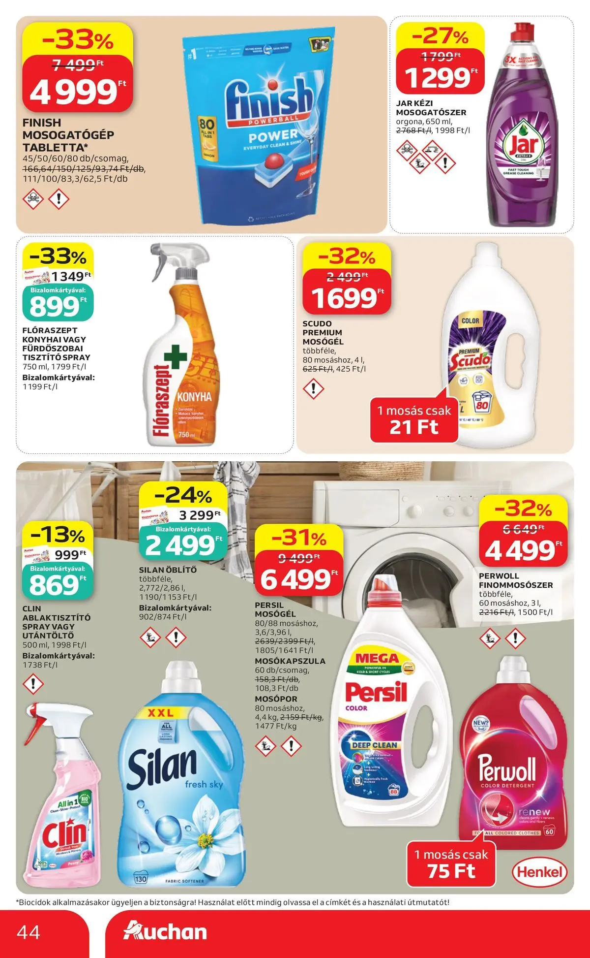 Auchan akciós újság Budapest - 2026.05.21. -tól/töl > akció, lapozható szórólap 🛍️ | Oldal: 44 | Termékek: Persil, Mosogatógép, Öblítő, Mosópor
