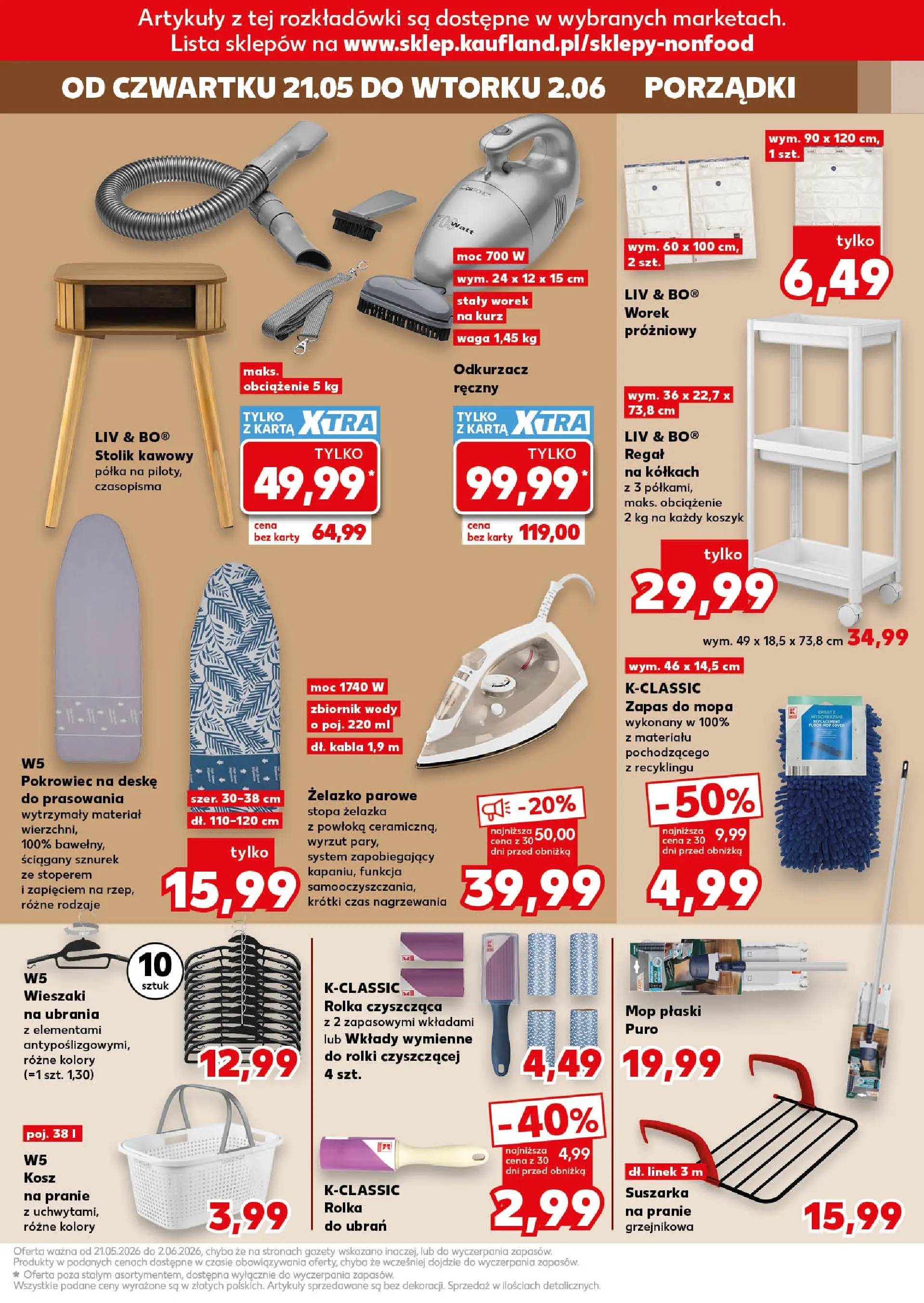 Kaufland gazetka - Złap Okazje od 21.05.2026 - od jutra PDF | Strona: 9 | Produkty: Karta, Suszarka, Stolik kawowy, Wieszaki