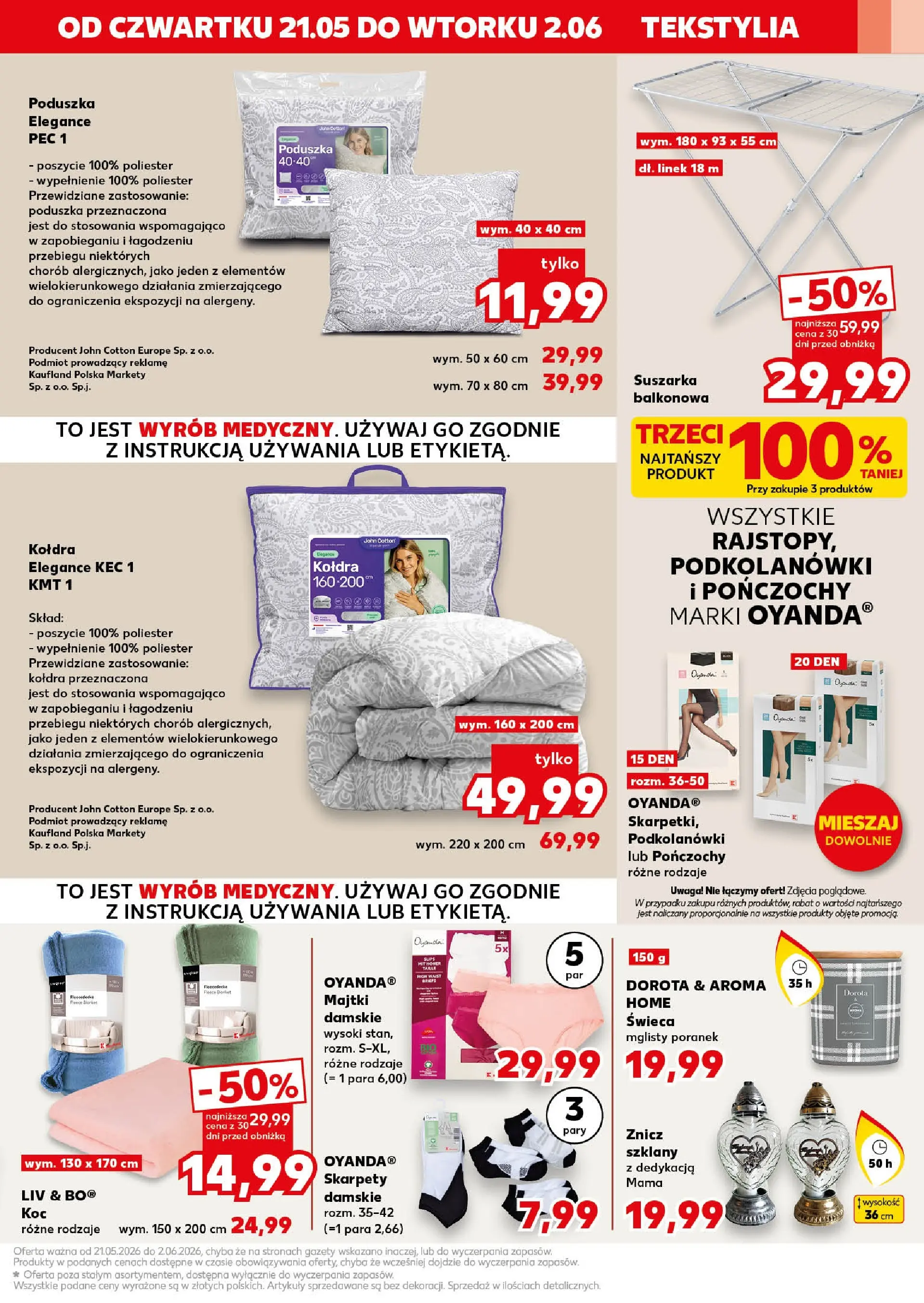 Kaufland gazetka - Złap Okazje od 21.05.2026 - od jutra PDF | Strona: 13 | Produkty: Skarpety, Suszarka, Pończochy, Poduszka