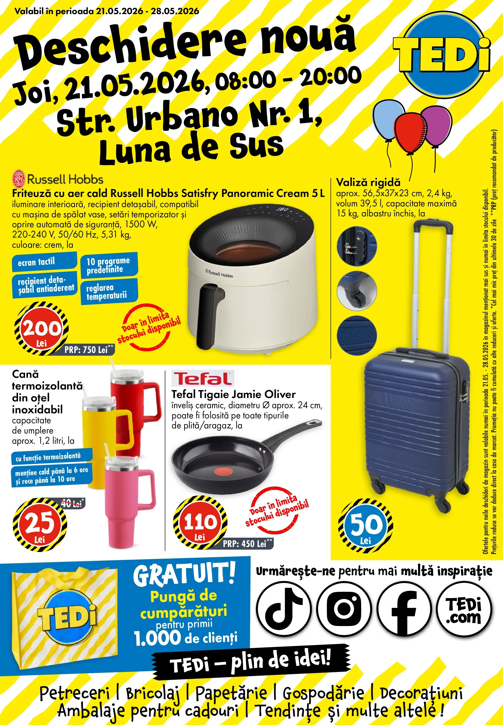TEDi Catalog Luna de Sus - Oferta 21.05.2026 - 28.05.2026 | Pagină: 1 | Produse: Valiză, Pungă, Ginseng, Mașină De Spălat