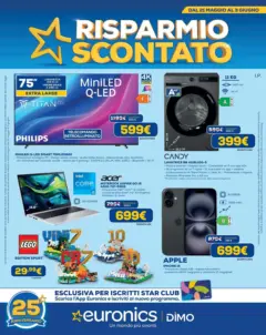 Anteprima del volantino Euronics - Risparmio Scontato valido a partire dal 21.05.2026 Anteprima del volantino Euronics - Risparmio Scontato valido a partire dal 21.05.2026