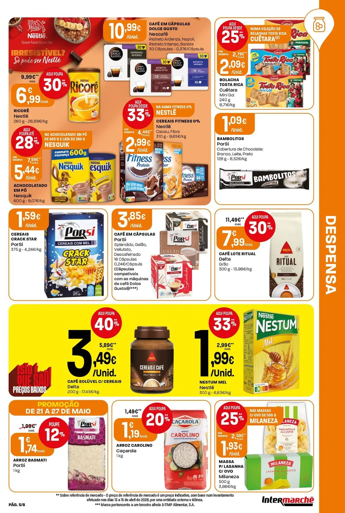 Intermarché - Intermarché » de 21/05/2026 - 27/05/2026 | Página: 5 | Produtos: Pó, Lasanha, Dolce gusto, Cereais