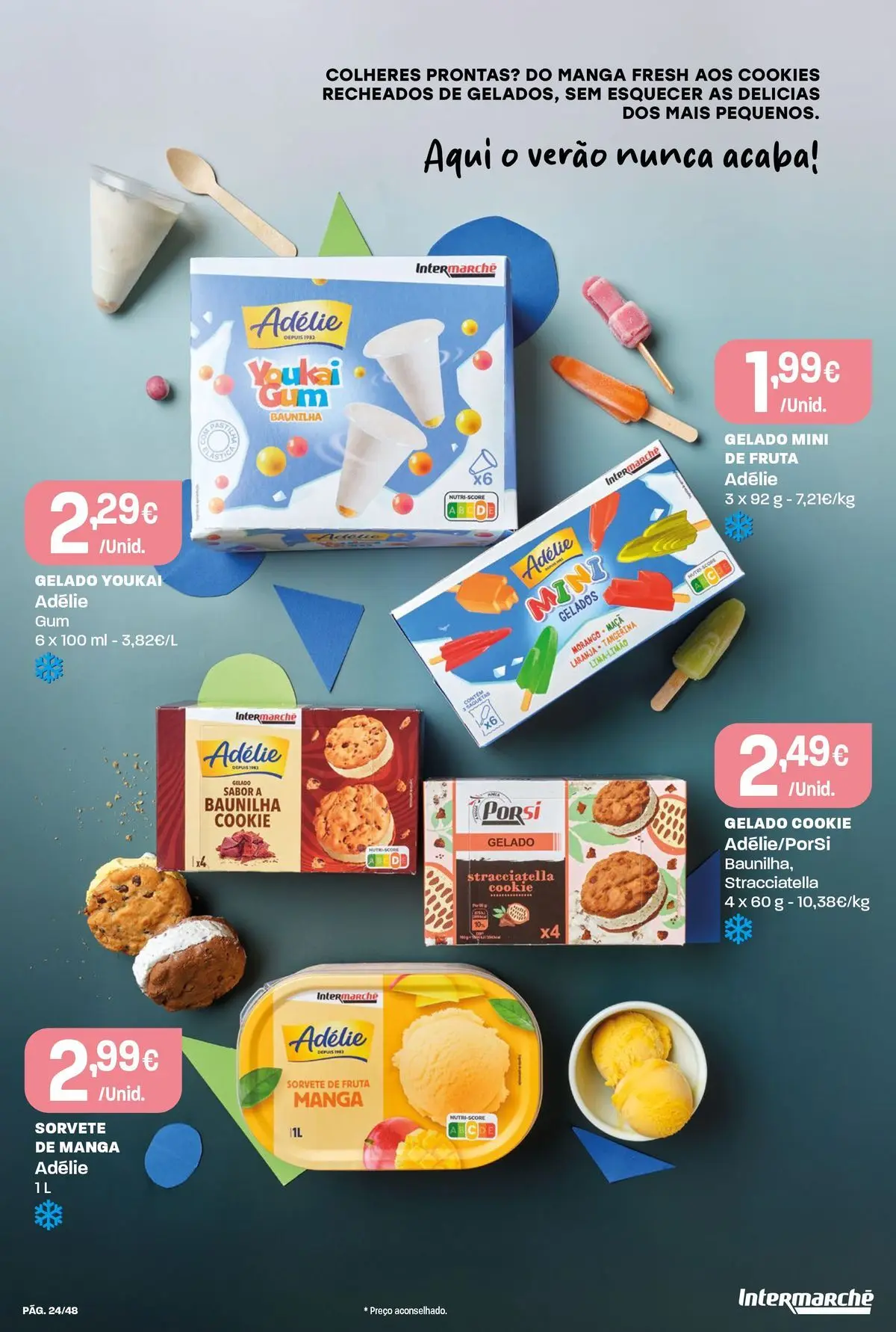 Intermarché - Isto é que são preços BAIXOS! » de 21/05/2026 - 27/05/2026 | Página: 24 | Produtos: Gelado, Colheres, Sorvete
