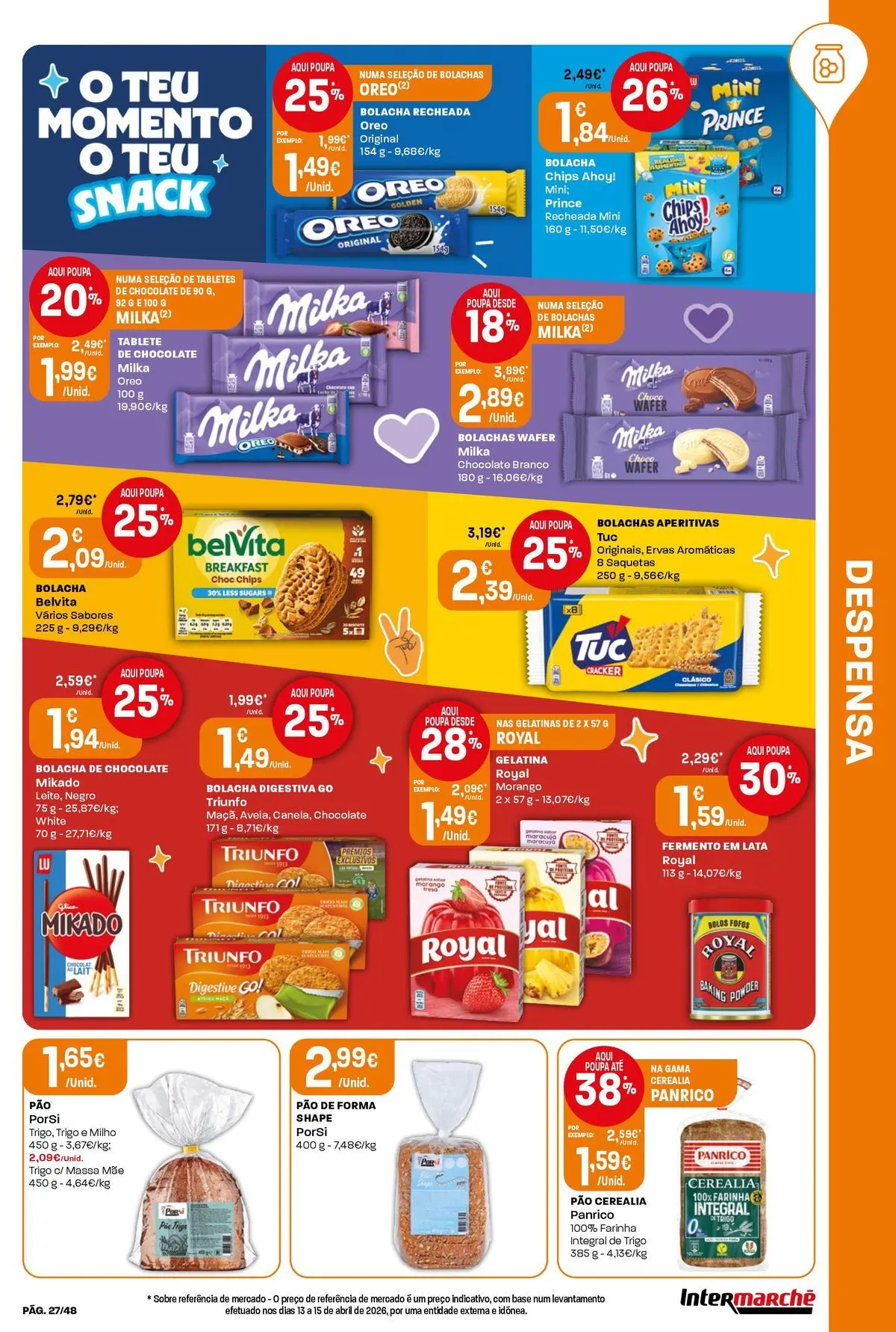 Intermarché - Isto é que são preços BAIXOS! » de 21/05/2026 - 27/05/2026 | Página: 27 | Produtos: Gelatina, Bolachas, Pão, Milho